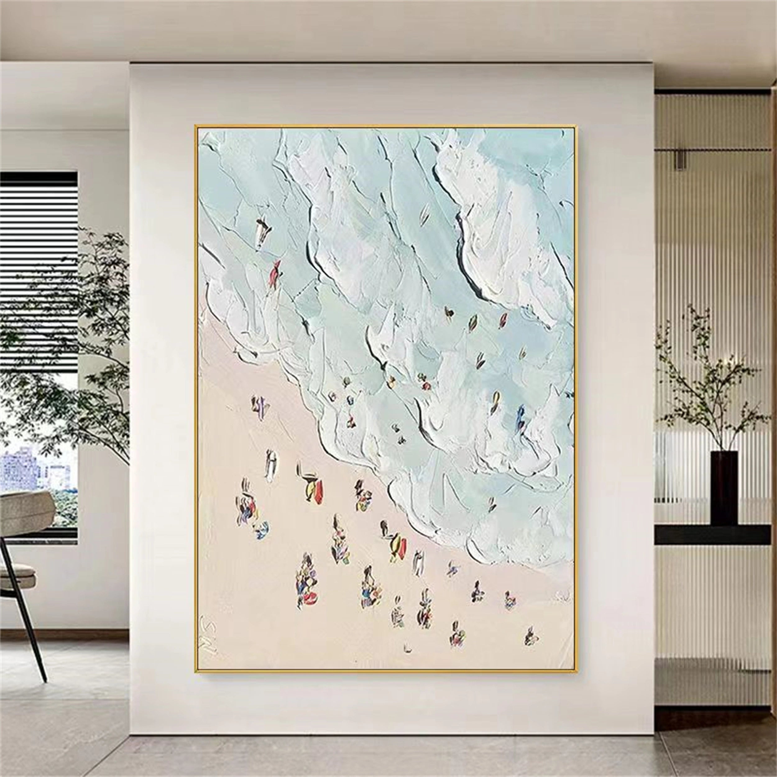Colorful Beach Scene Abstract Painting - Modern Vibrant Art #JJ 132
