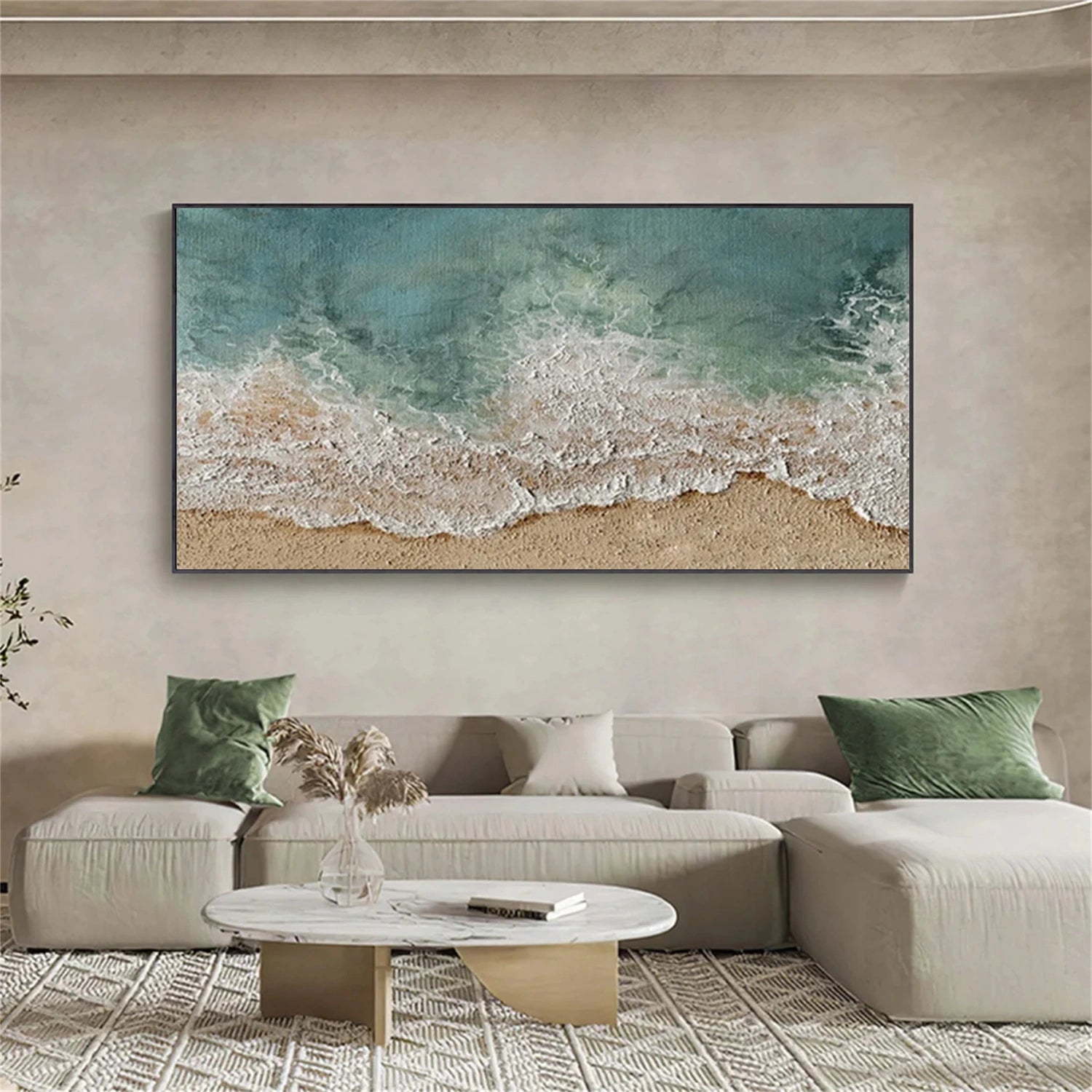 Tactile Ocean Abstract Painting | Textured Coastal Wall Art for Home #JJ 138