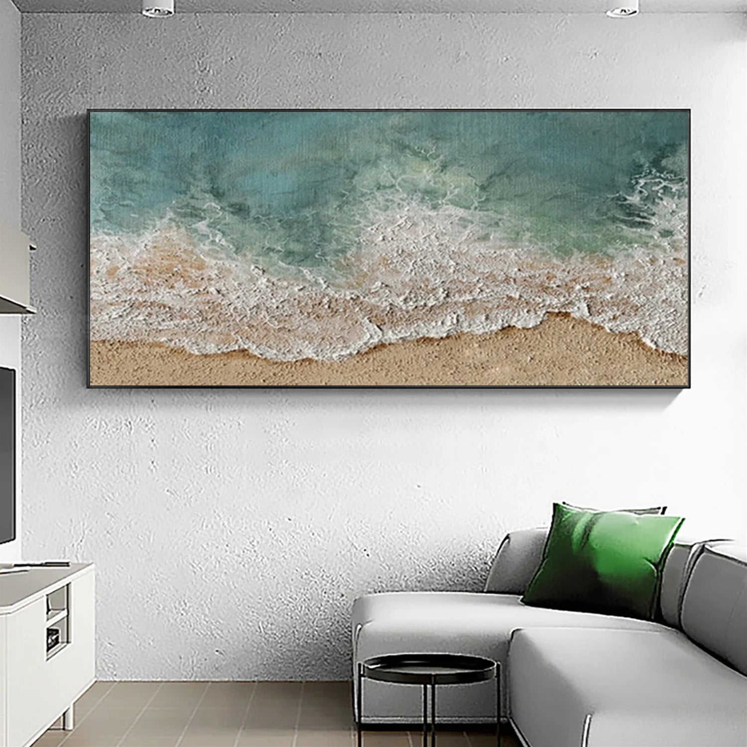 Tactile Ocean Abstract Painting | Textured Coastal Wall Art for Home #JJ 138