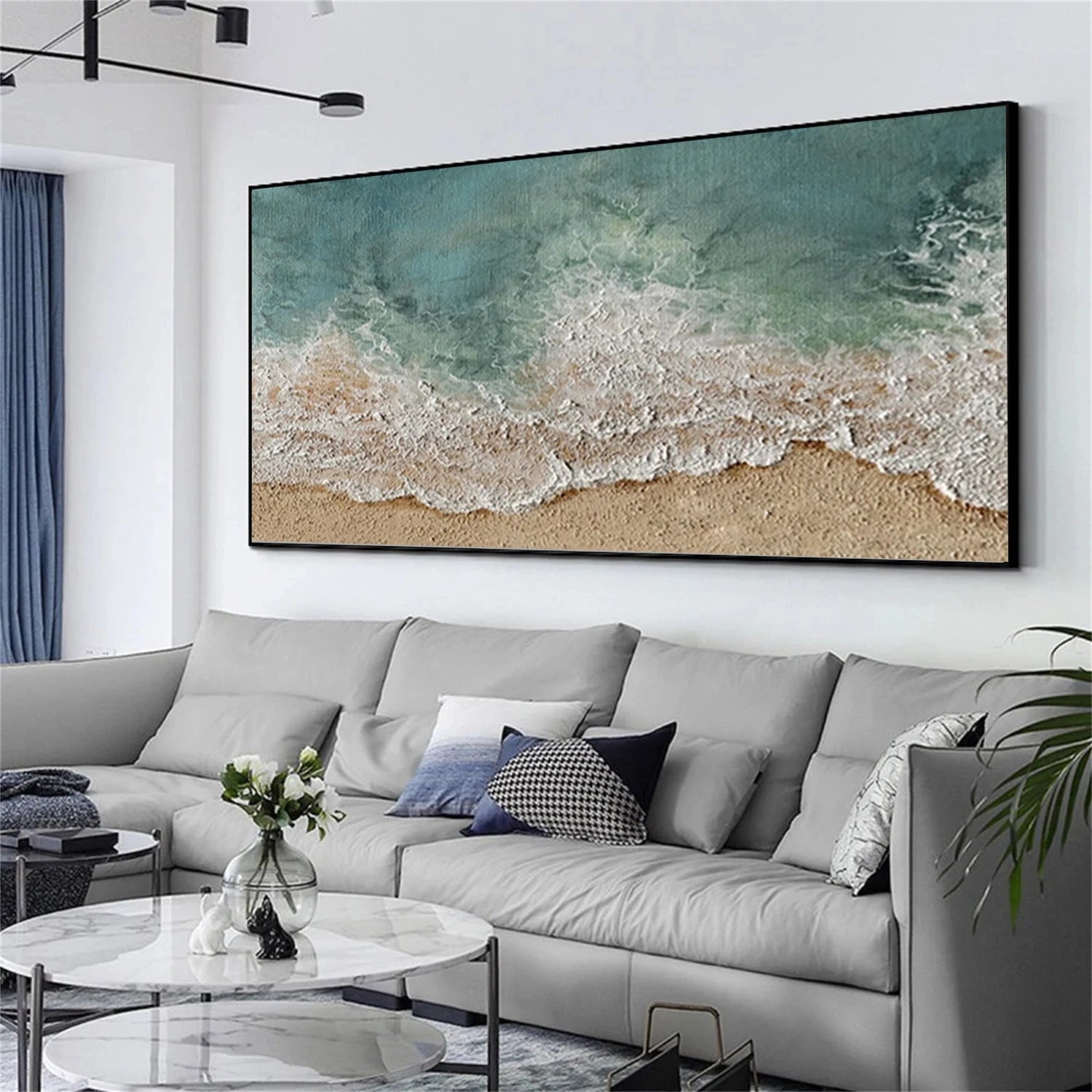 Tactile Ocean Abstract Painting | Textured Coastal Wall Art for Home #JJ 138