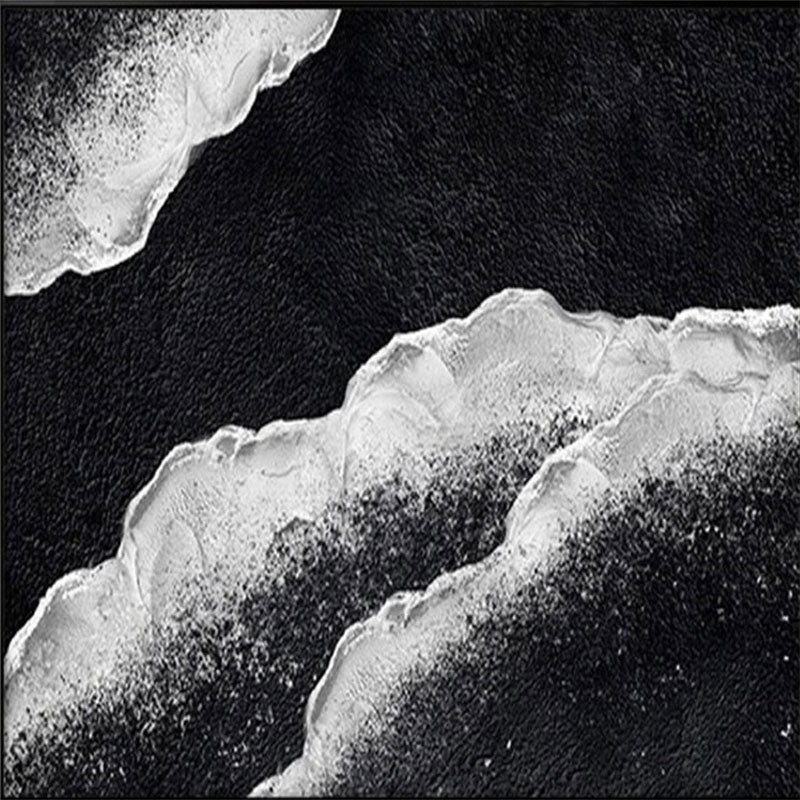 Tidal Minimal Oil Painting- Black and White Artwork Framed #JJ 281
