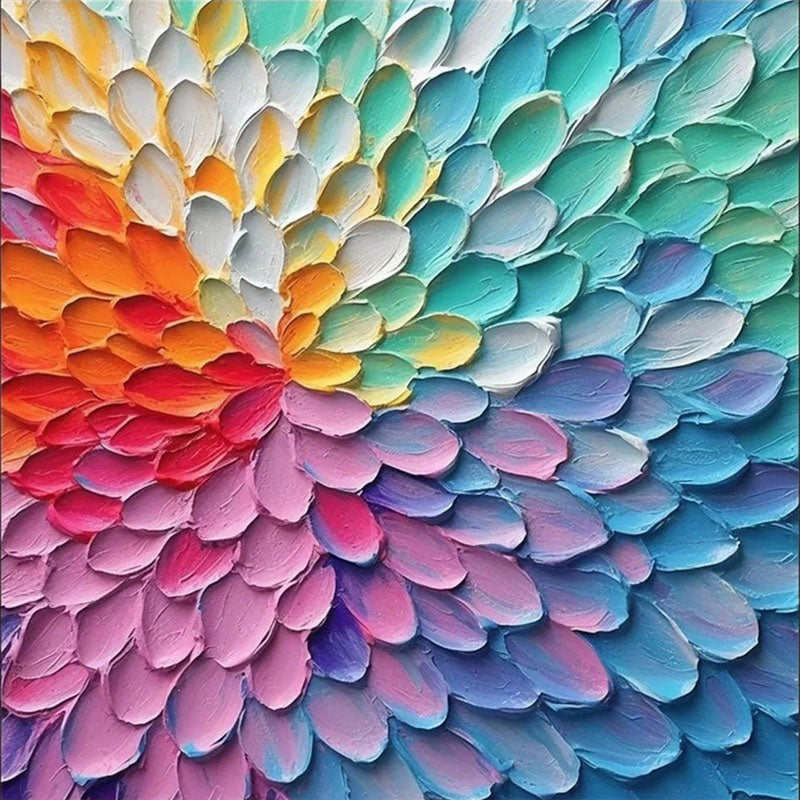Colorful Textured Flower Painting | 3D Petal Abstract Wall Art #JJ 345