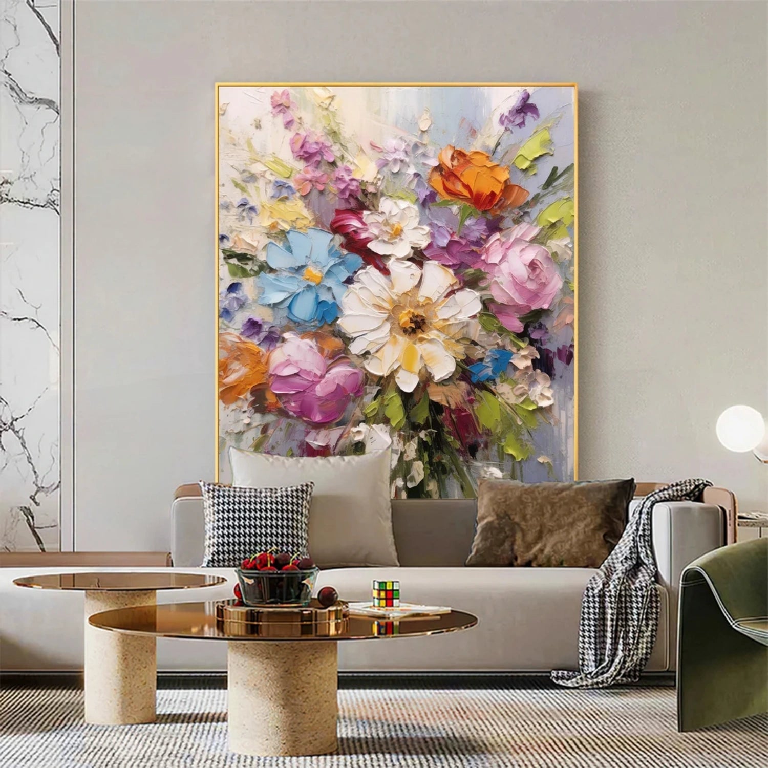 Entryway Wall Decor Colorful Flowers | Vibrant Bouquet Art #JJ 309