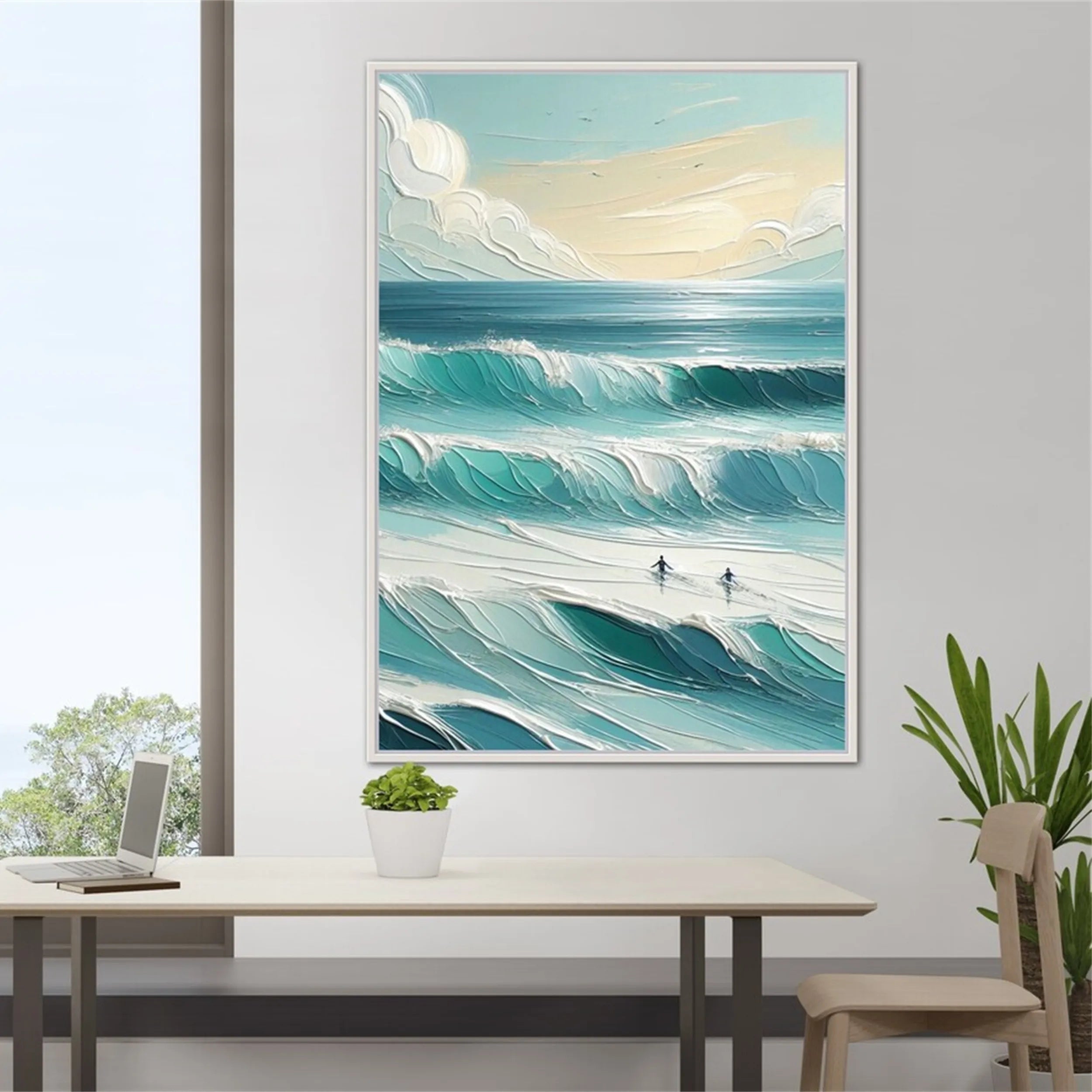 Surfer's Horizon – Abstract Ocean Wall Art #JJ 144