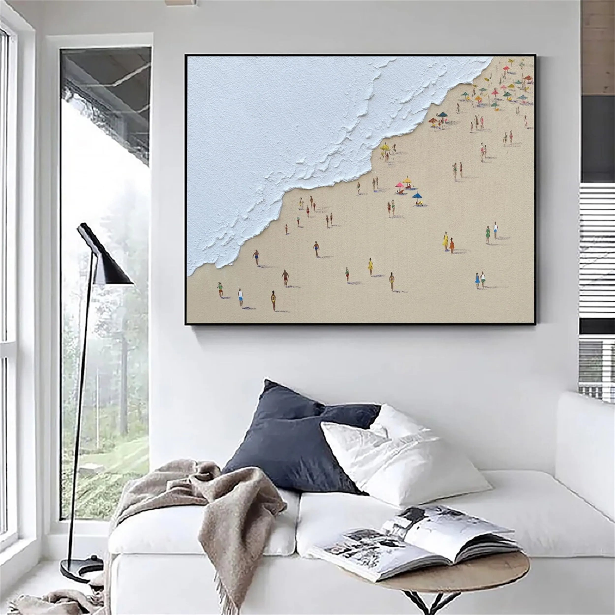 Textured Coastal People – Abstract Beach Vibe Wall Painting #JJ 235