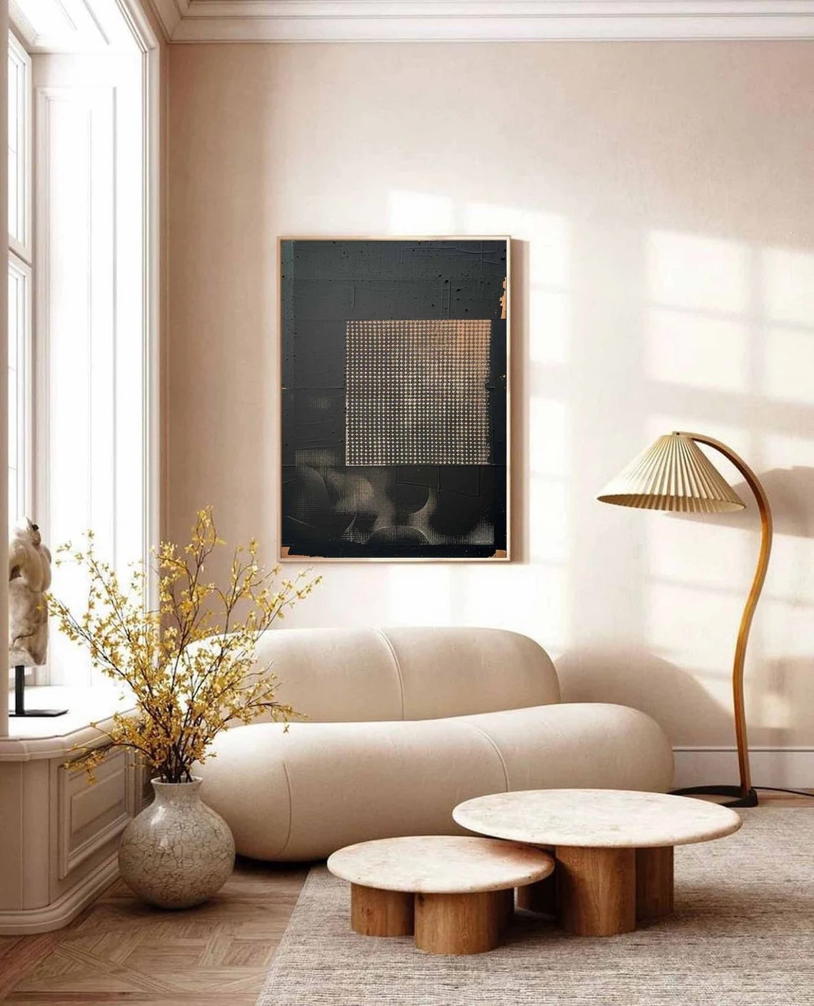 Textured Black & Gold Abstract Art - Modern Oil Painting #JJ 007