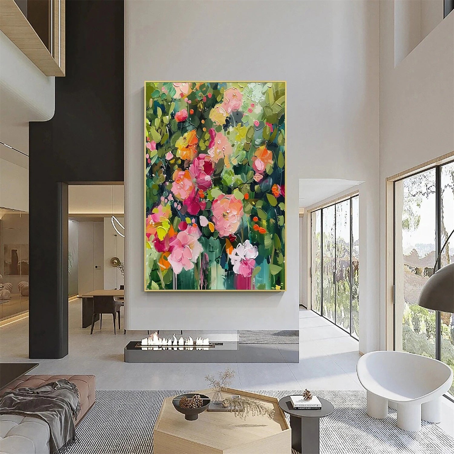 Colorful Impasto Flower Painting | Abstract Art Room Decor #JJ 310