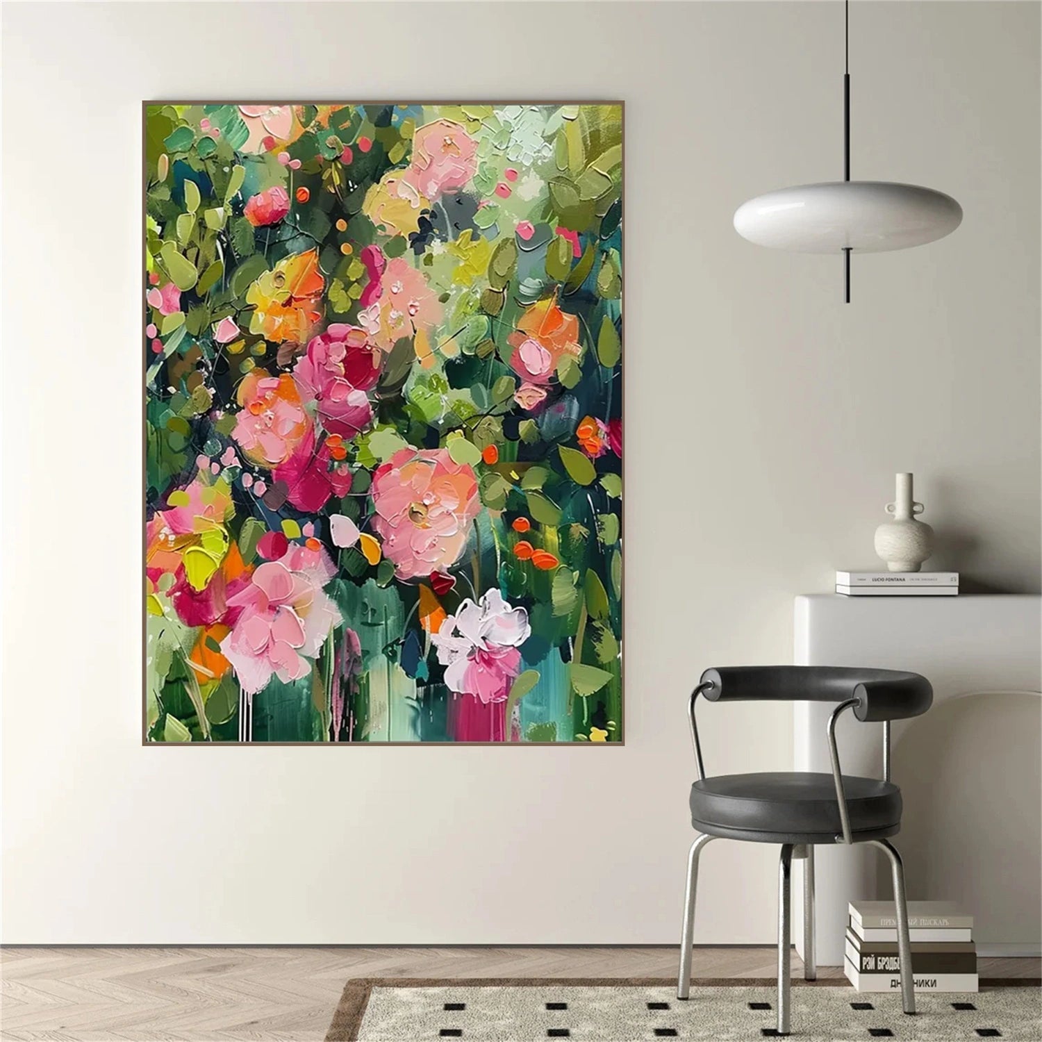 Colorful Impasto Flower Painting | Abstract Art Room Decor #JJ 310