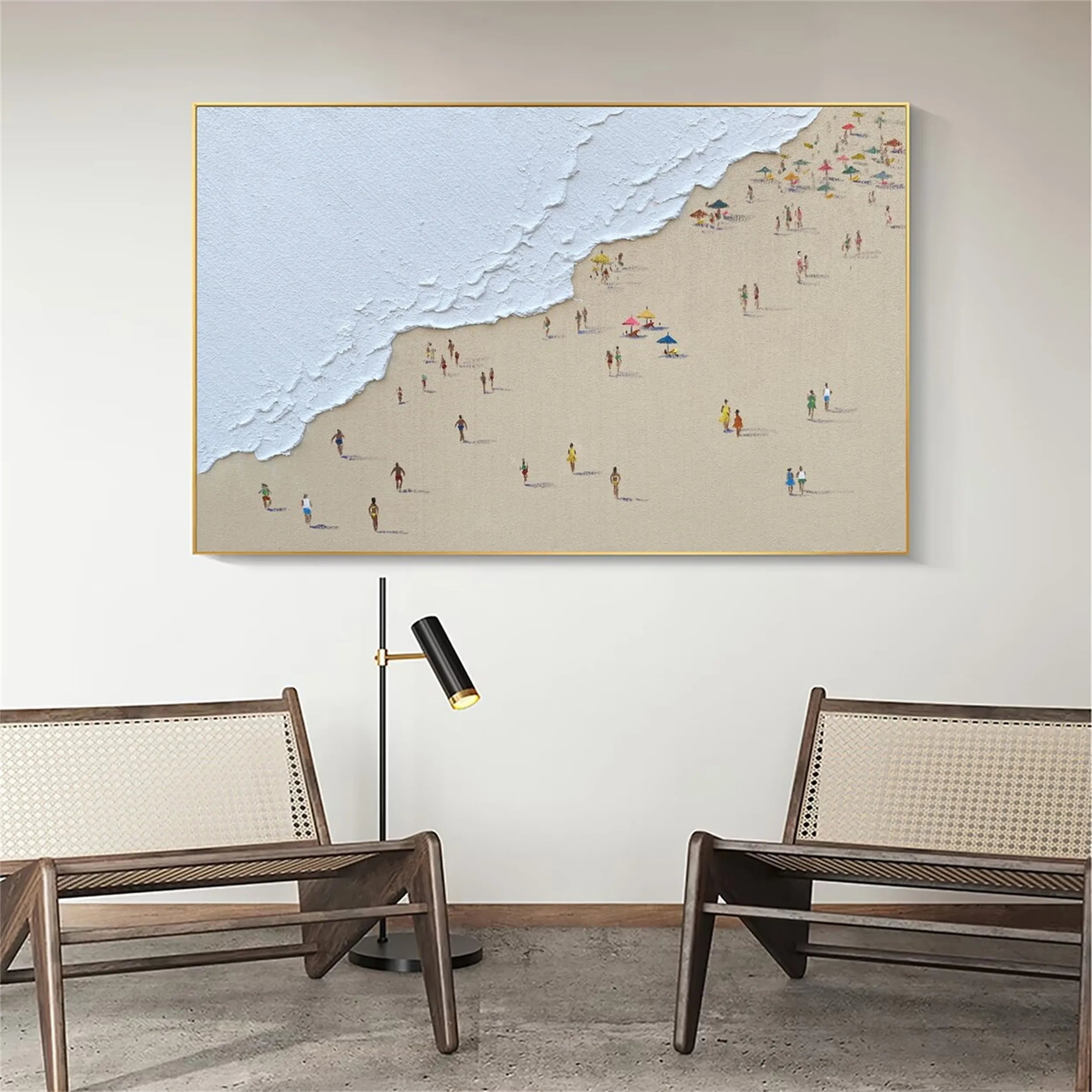 Textured Coastal People – Abstract Beach Vibe Wall Painting #JJ 235
