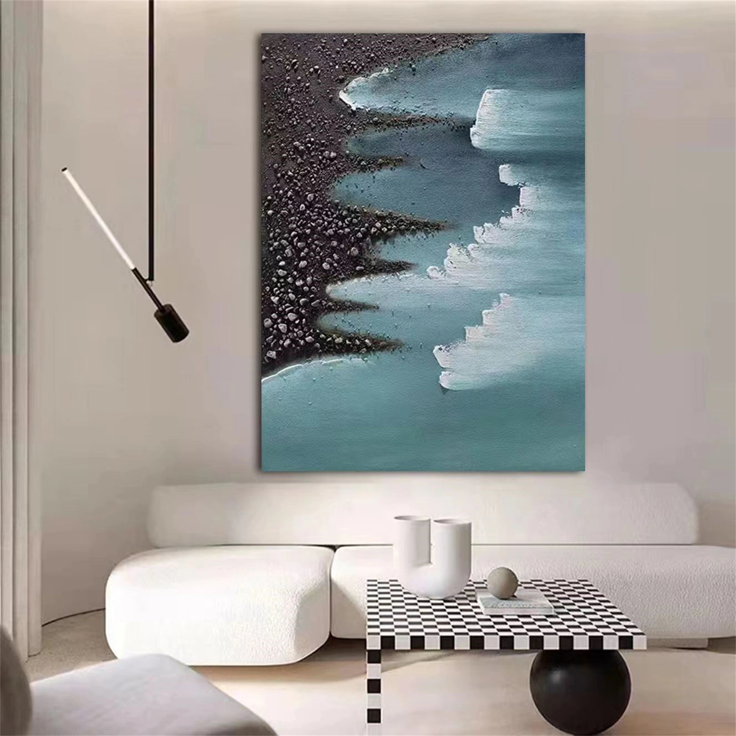 Hand-Painted Ocean Wave Wall Art | Textured Coastal Canvas #JJ 149