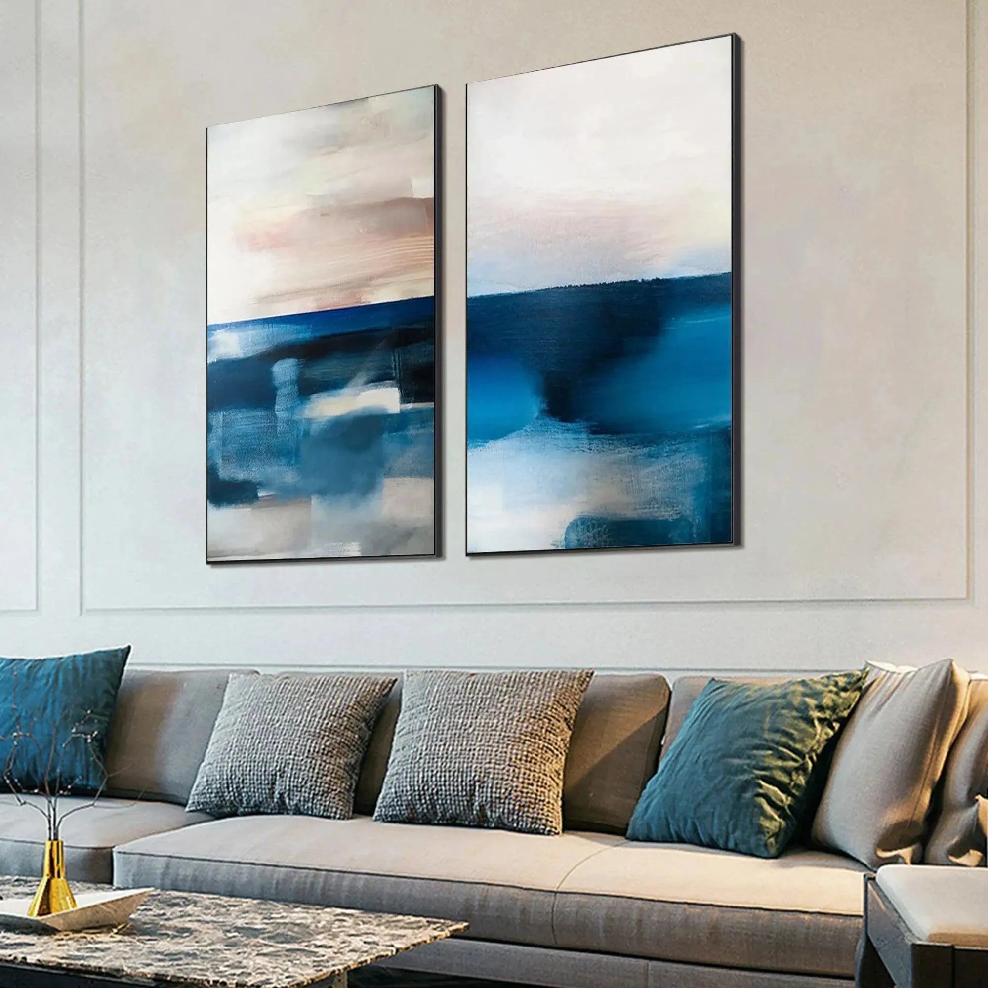 Blue Abstract Seascape Set | Modern Ocean Paintings #AA 294