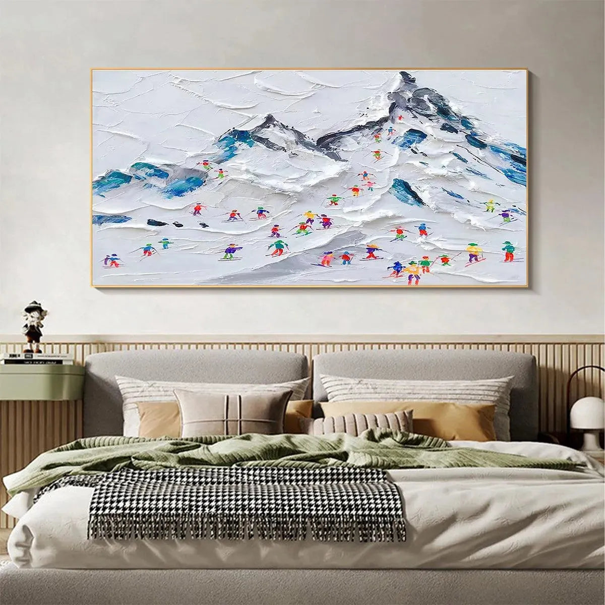 Colorful Ski Resort Painting | Vibrant Winter Sports Wall Art #AA 217