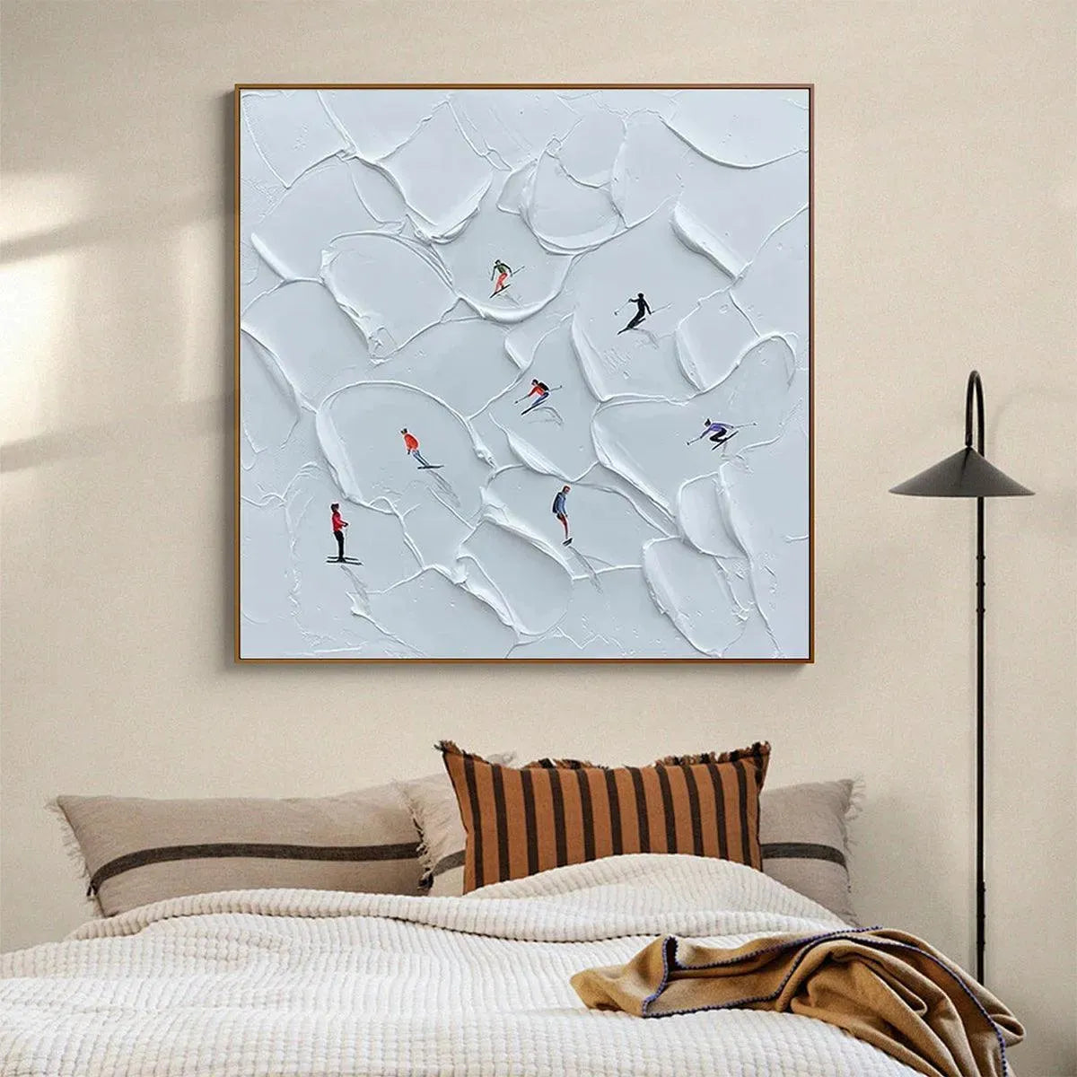Colorful Skiers on White Snow | 3D Textured Painting #AA 221