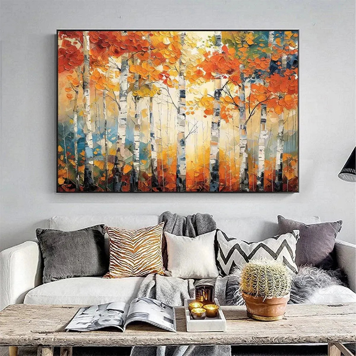 Textured Impasto Birch Tree Painting | Palette Knife Wall Art #TC 245
