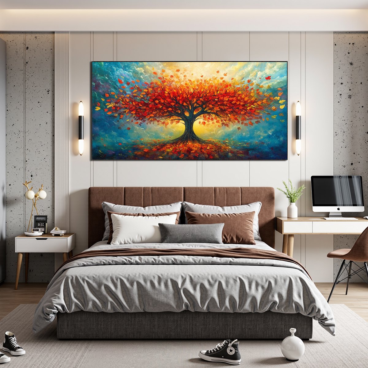 Hand-Painted Colorful Tree Art | Large Abstract Canvas #AA 282