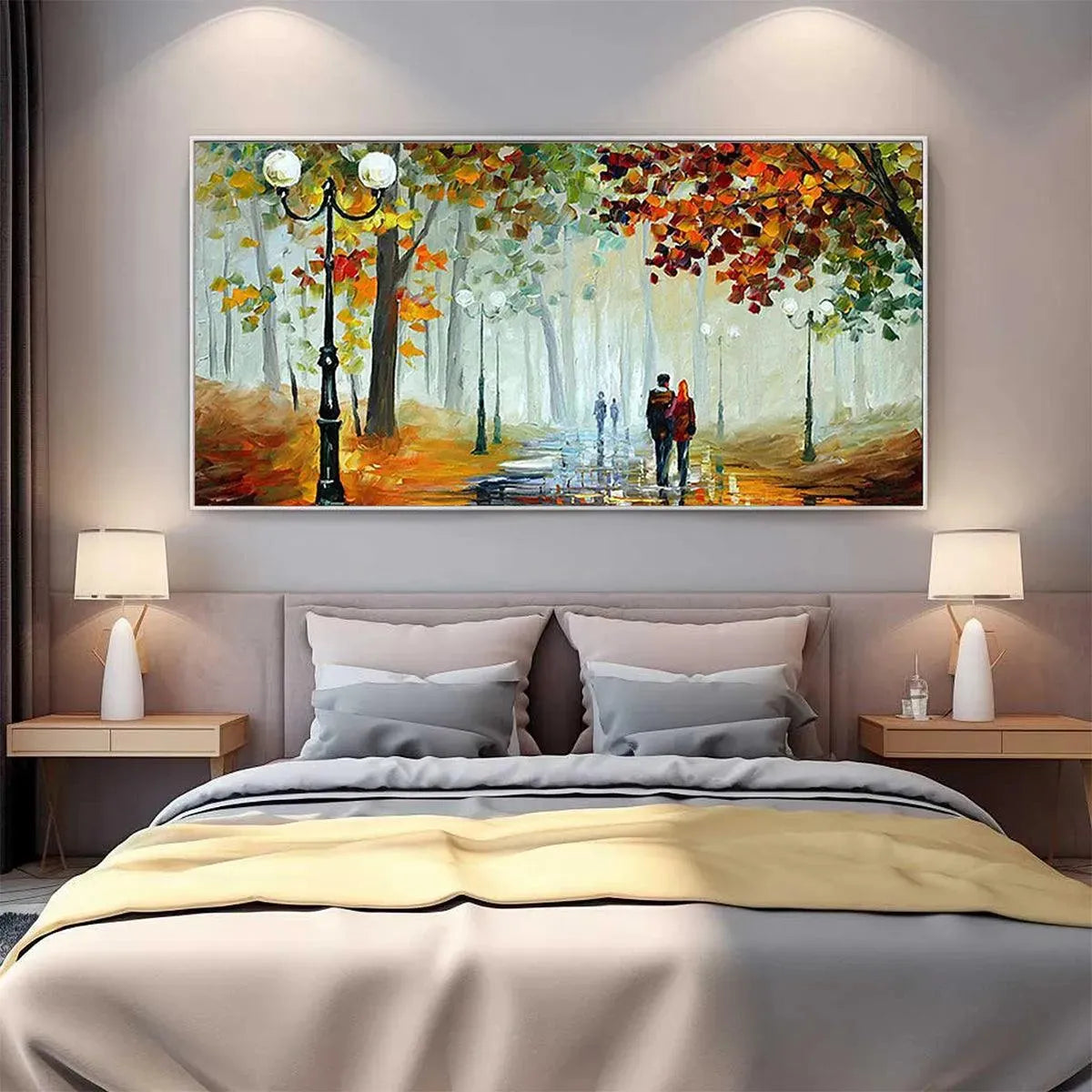 Textured Impasto Art | Couple in a Colorful Autumn Park Scene #TC 254