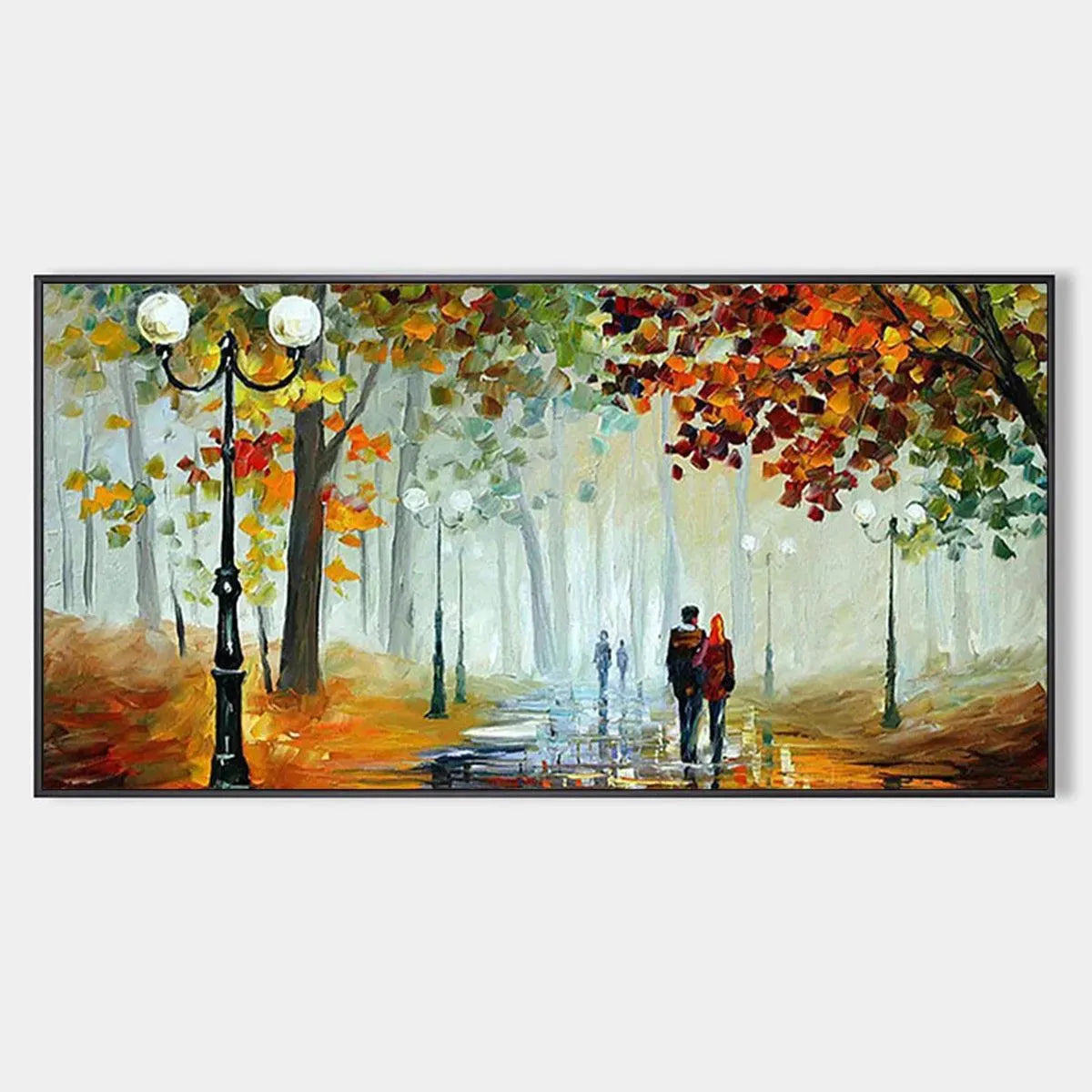 Textured Impasto Art | Couple in a Colorful Autumn Park Scene #TC 254