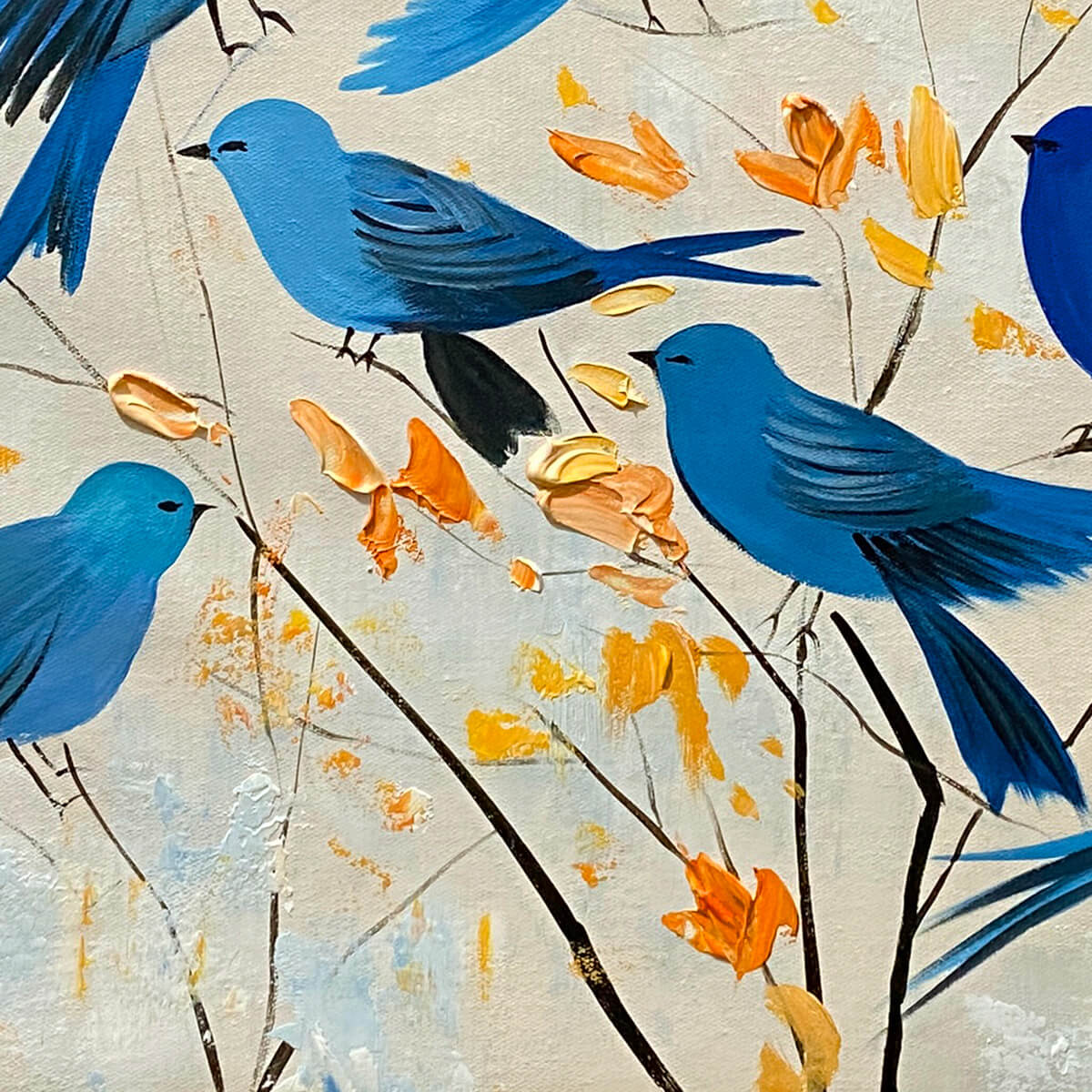 Panoramic Bird Painting | Large Modern Nature Wall Art #ZZ 243