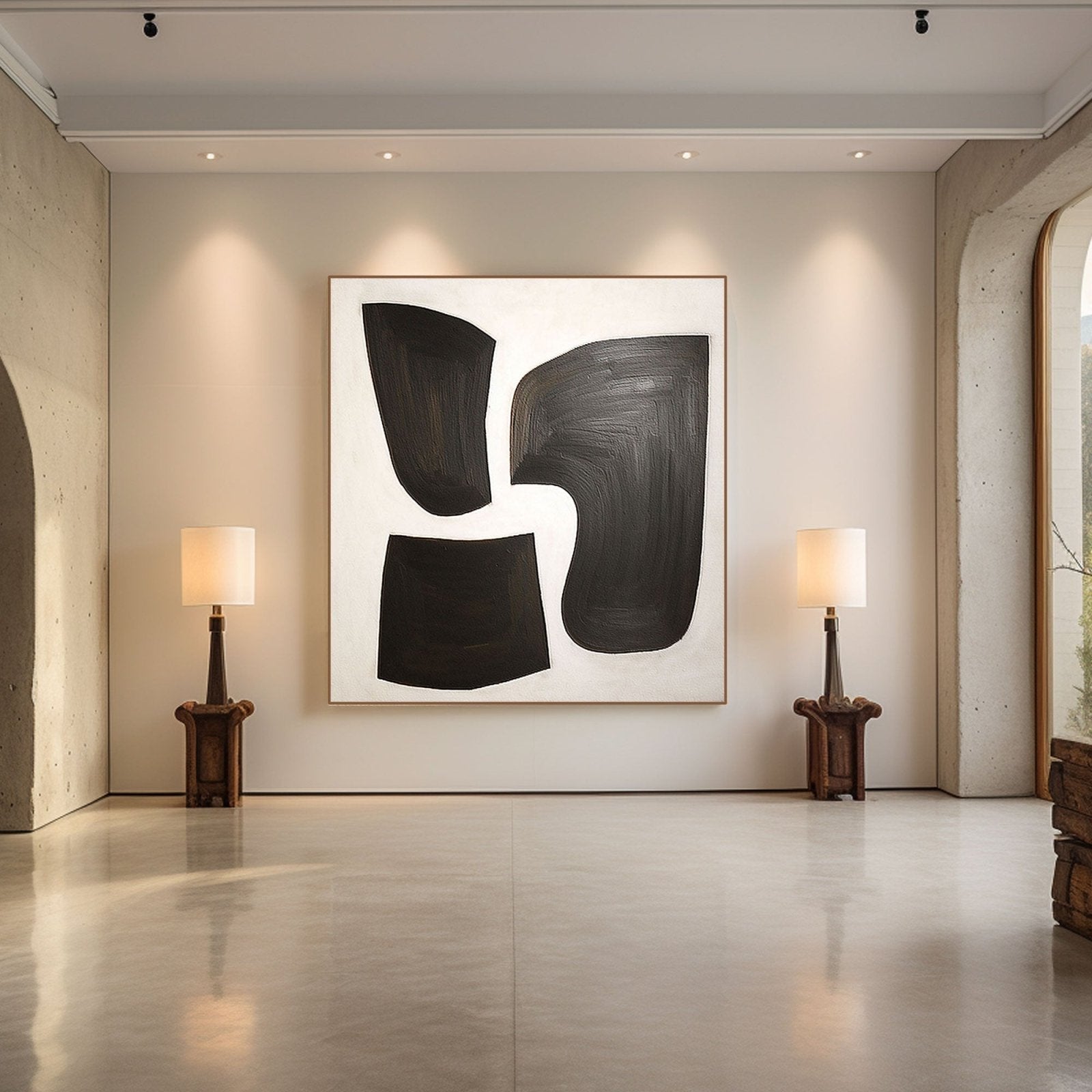 Large Abstract Black & White Canvas Art | Modern Wall Decor #TC 200