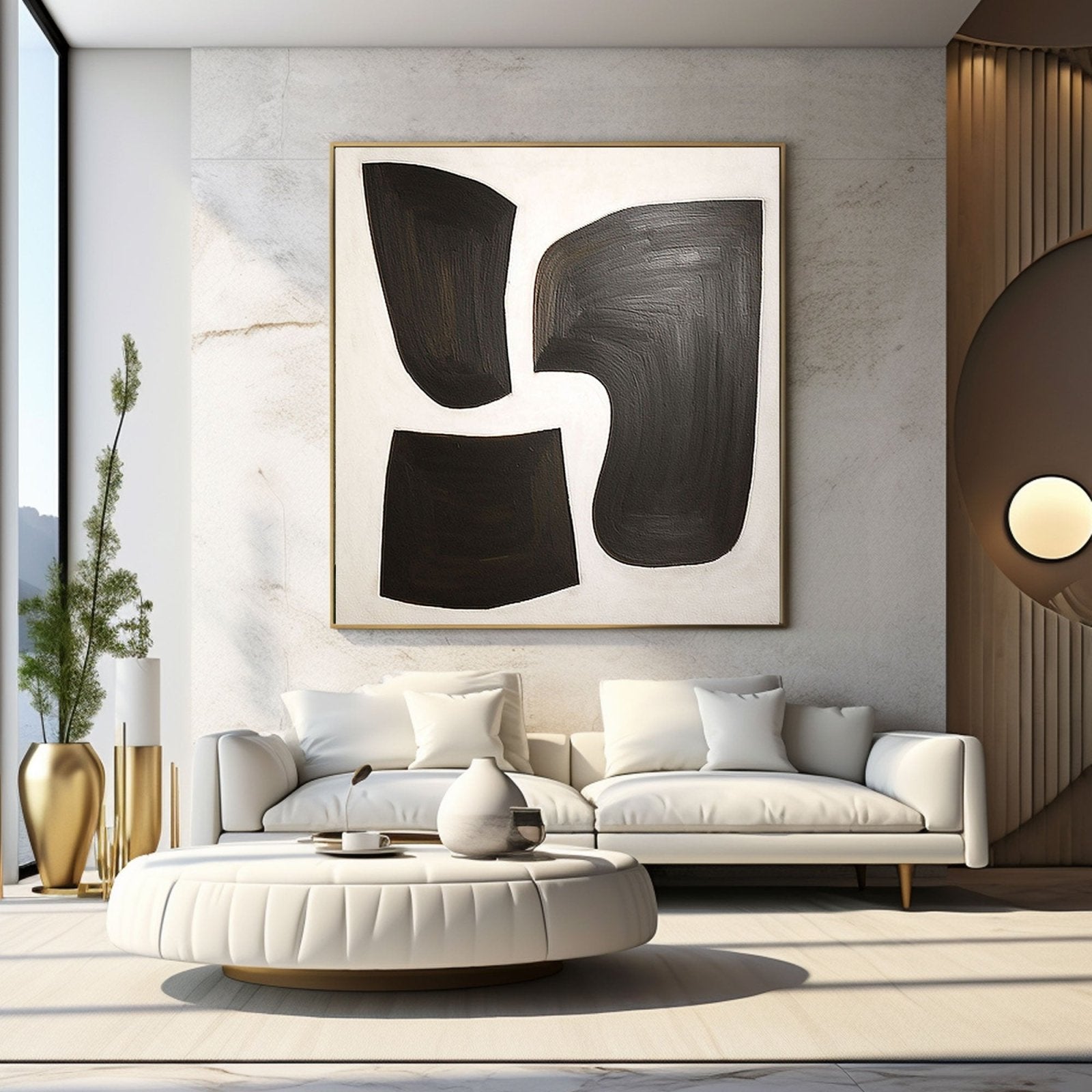 Large Abstract Black & White Canvas Art | Modern Wall Decor #TC 200