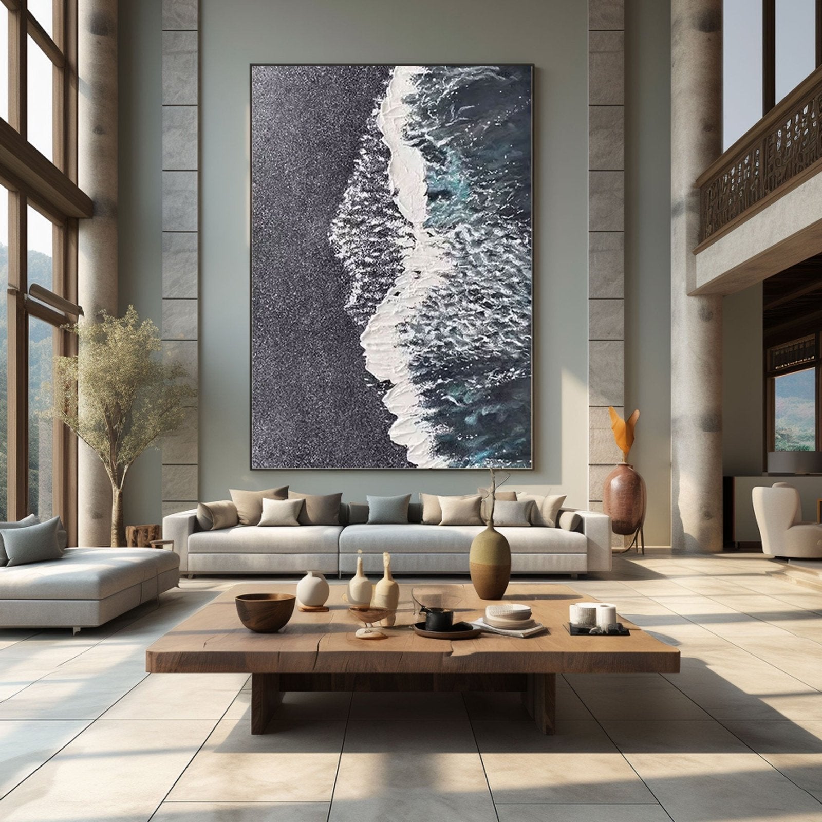 Textured Ocean Wave Abstract Wall Art #TC 159