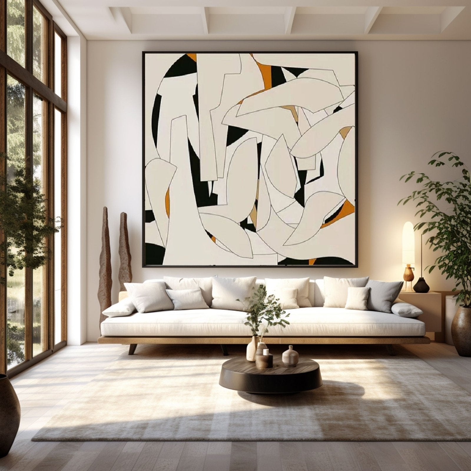 Hand-Painted Abstract Art - Geometric Shapes Decor #TC 205