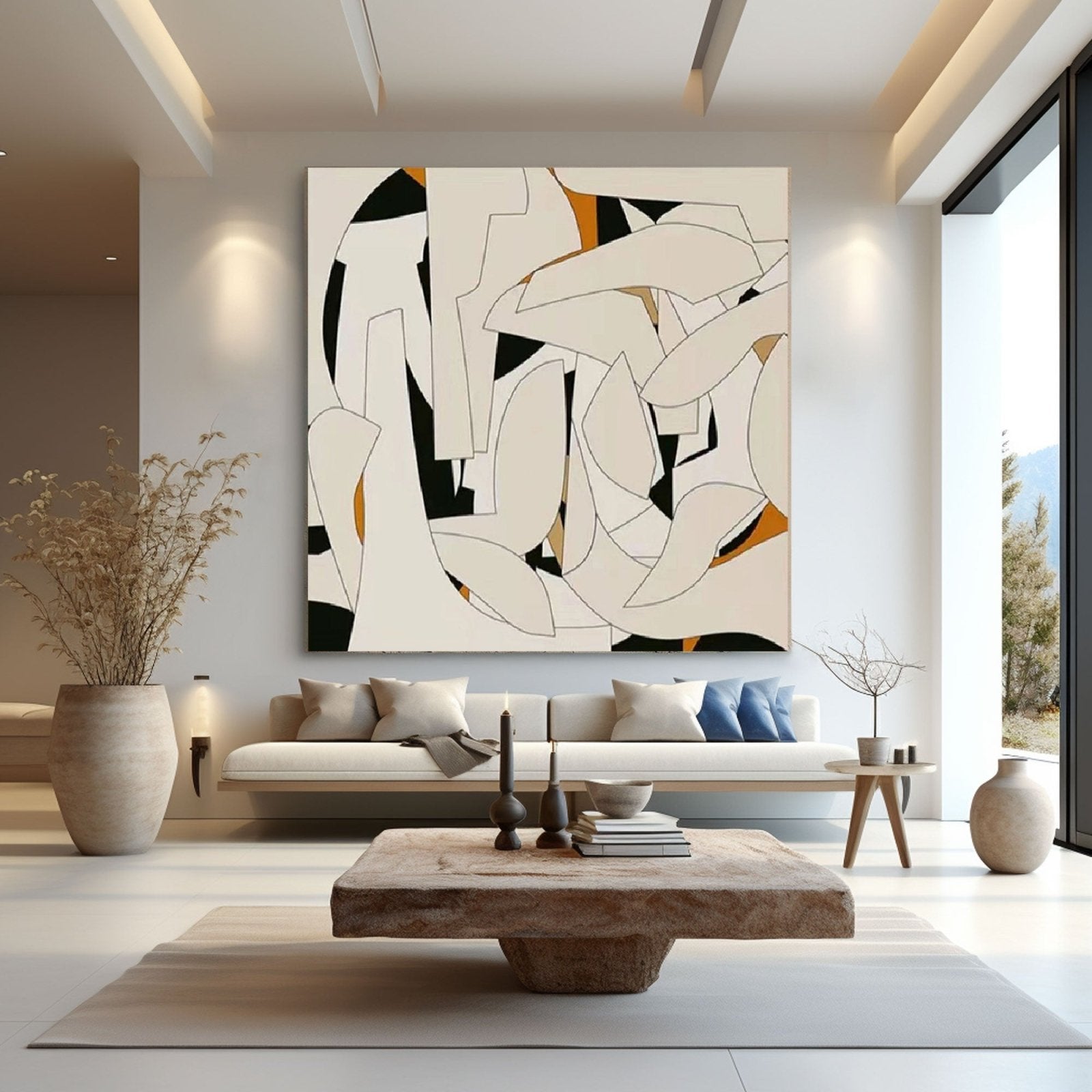 Hand-Painted Abstract Art - Geometric Shapes Decor #TC 205