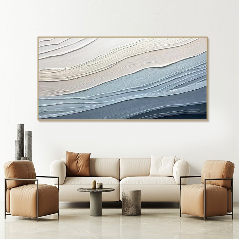 Textured Ocean Waves  - Blue & White Wall Painting #TC 161