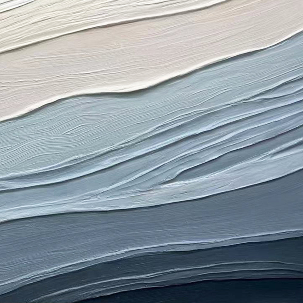 Textured Ocean Waves  - Blue & White Wall Painting #TC 161