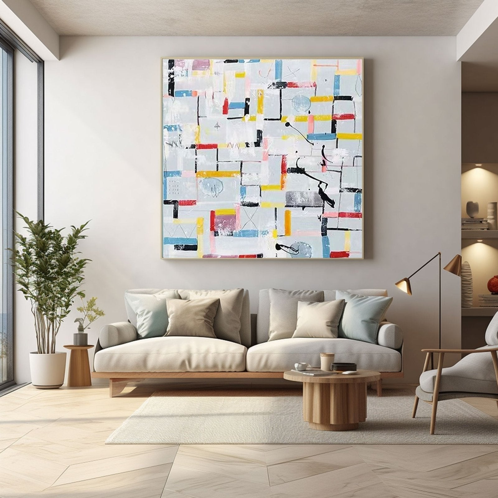 Colorful Geometric Abstract Painting on Canvas for Modern Living Room #TC 206