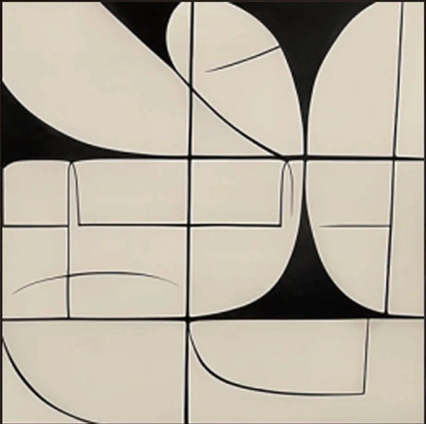 Neutral Abstract Art for Modern Interiors | Hand-Painted Black & White Decor #TB 092