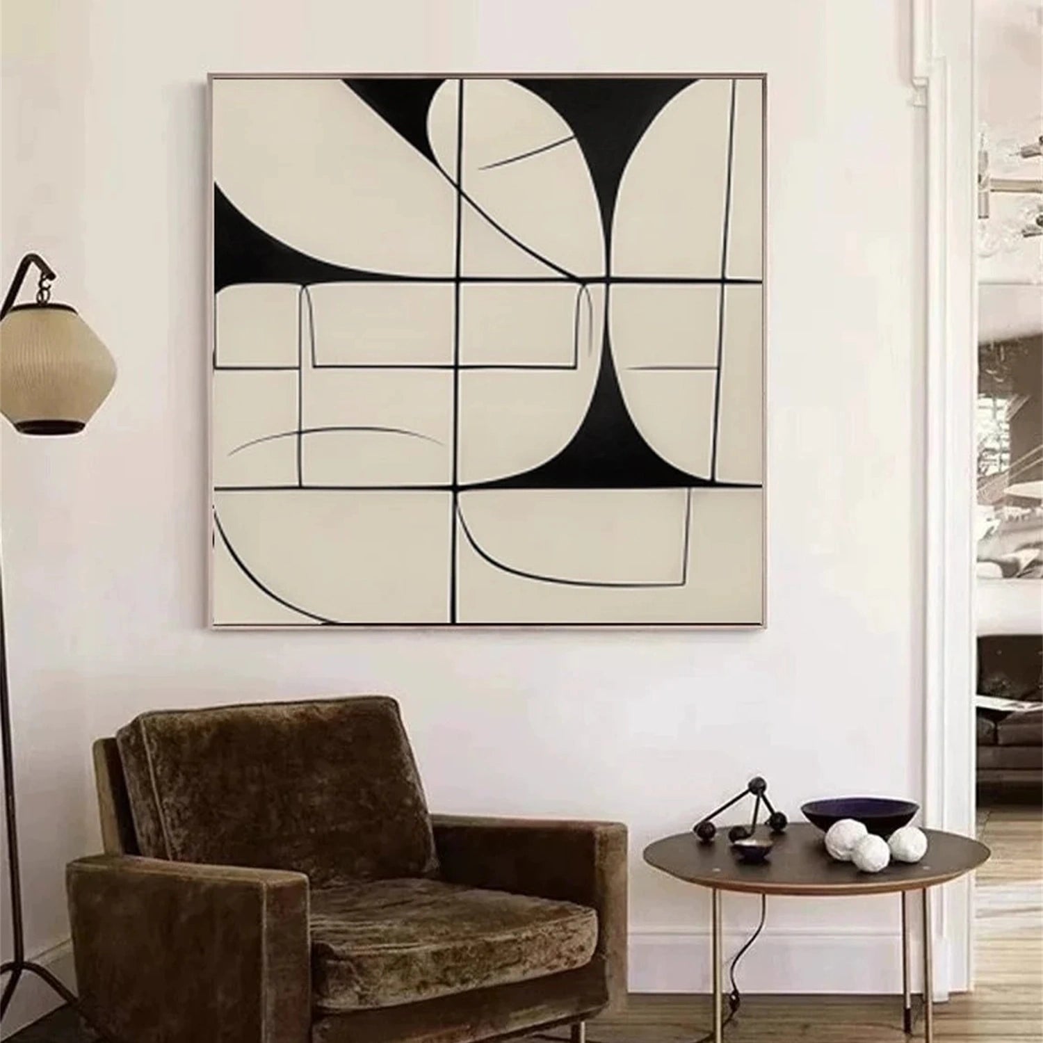 Neutral Abstract Art for Modern Interiors | Hand-Painted Black & White Decor #TB 092