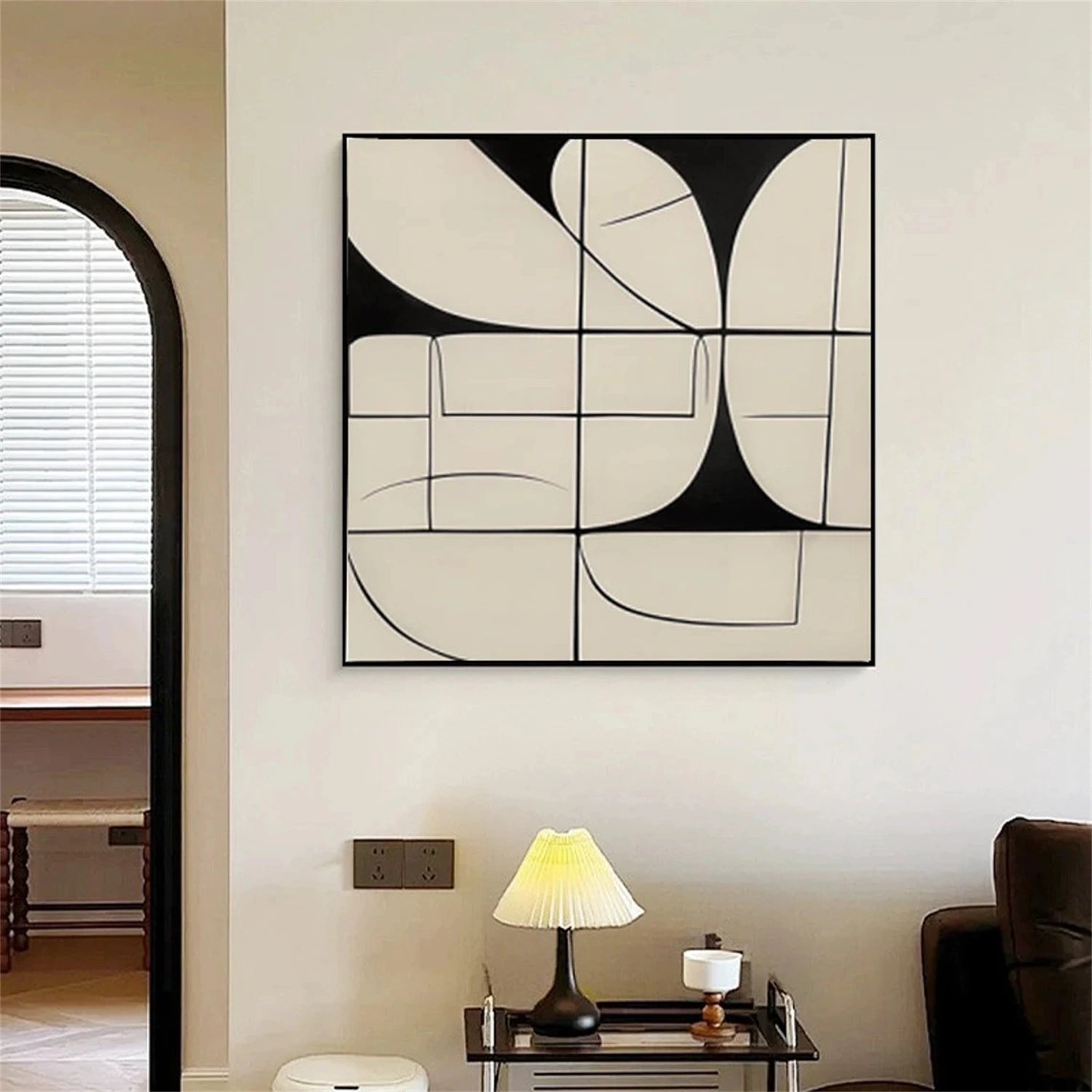 Neutral Abstract Art for Modern Interiors | Hand-Painted Black & White Decor #TB 092