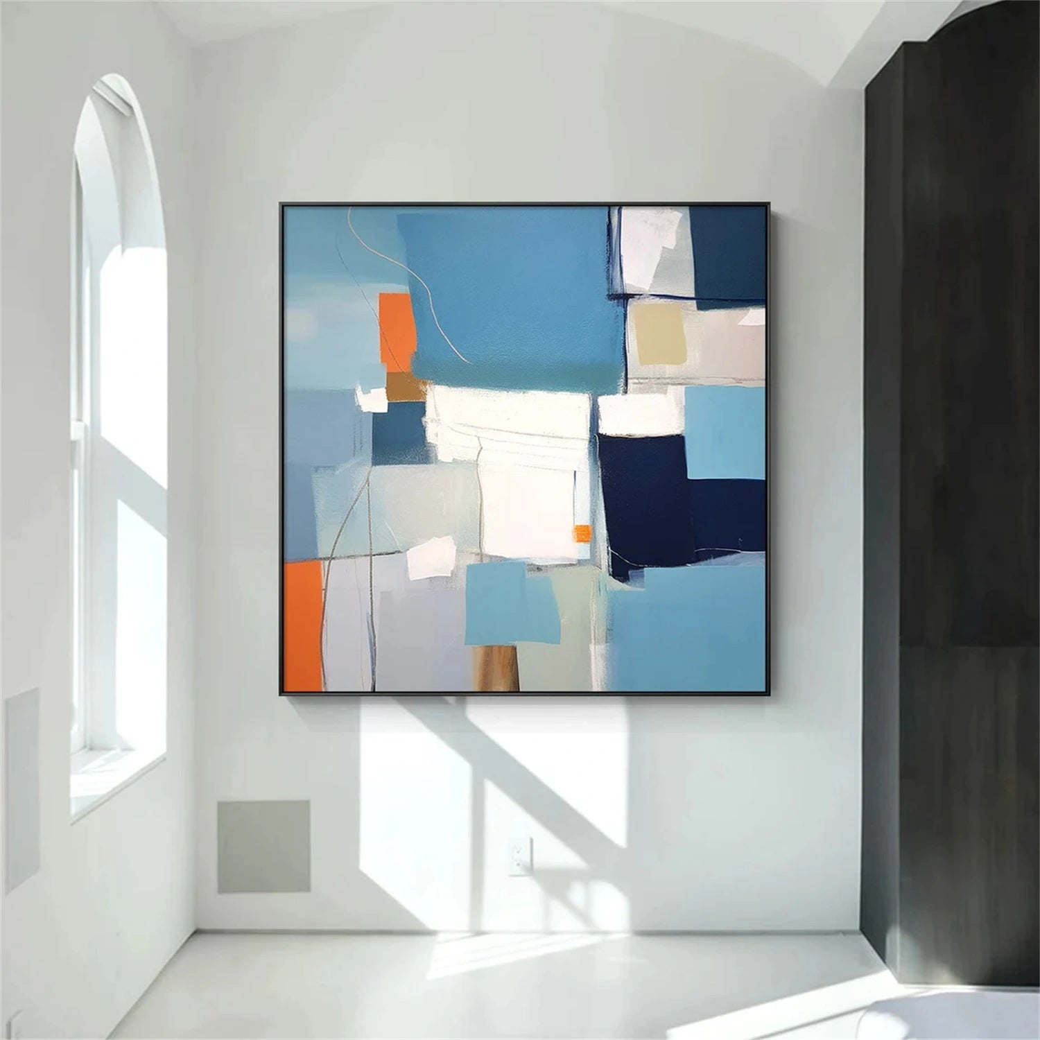 Modern Abstract Wall Decor | Blue Orange Neutral #TB 095