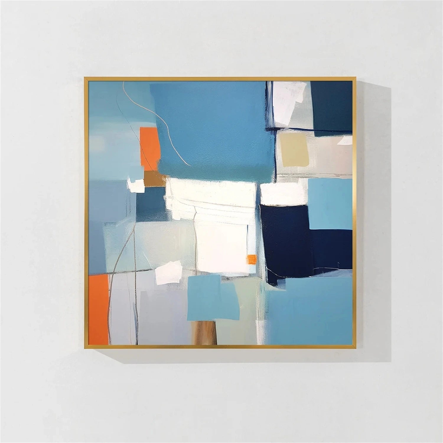 Modern Abstract Wall Decor | Blue Orange Neutral #TB 095