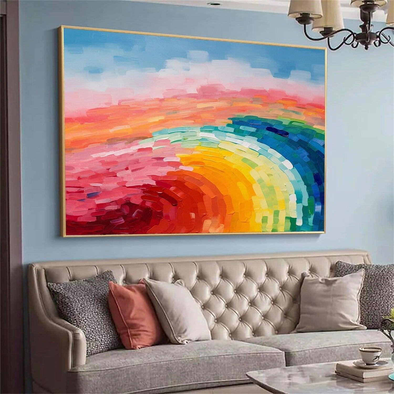 Rainbow Abstract Art | Hand-Painted Oil Painting #TB 098
