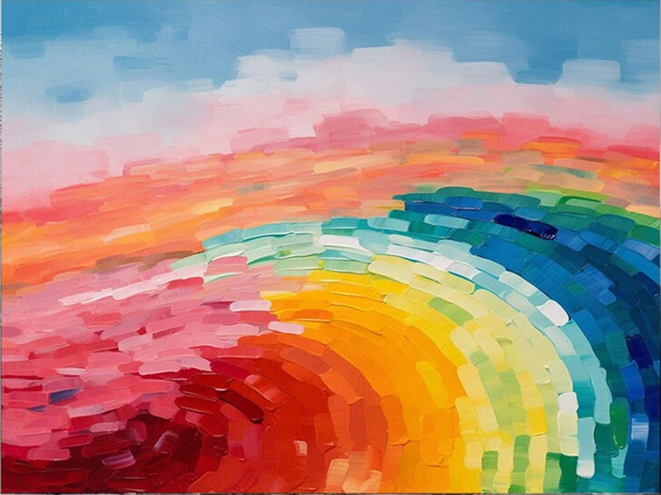 Rainbow Abstract Art | Hand-Painted Oil Painting #TB 098