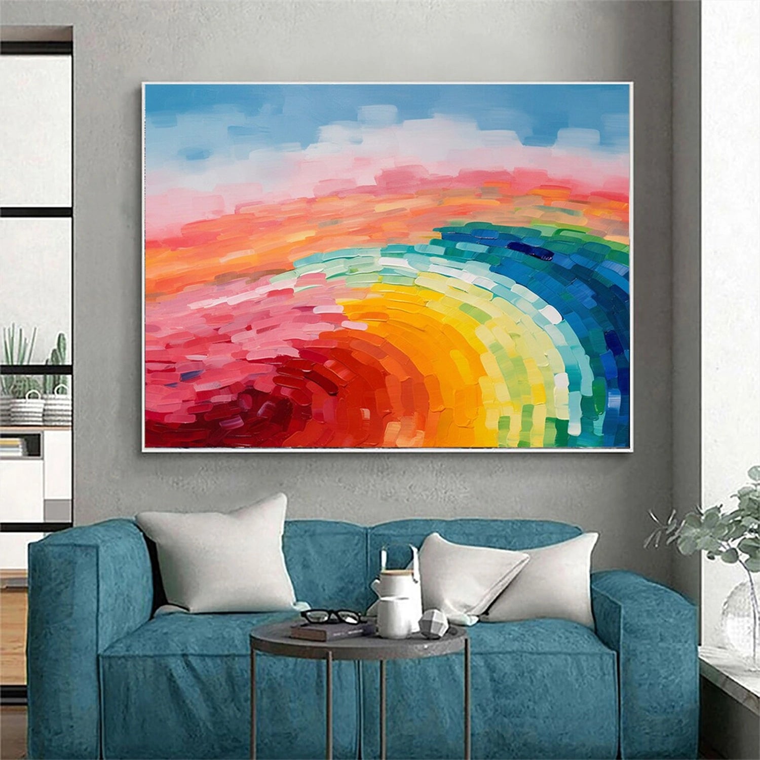 Rainbow Abstract Art | Hand-Painted Oil Painting #TB 098
