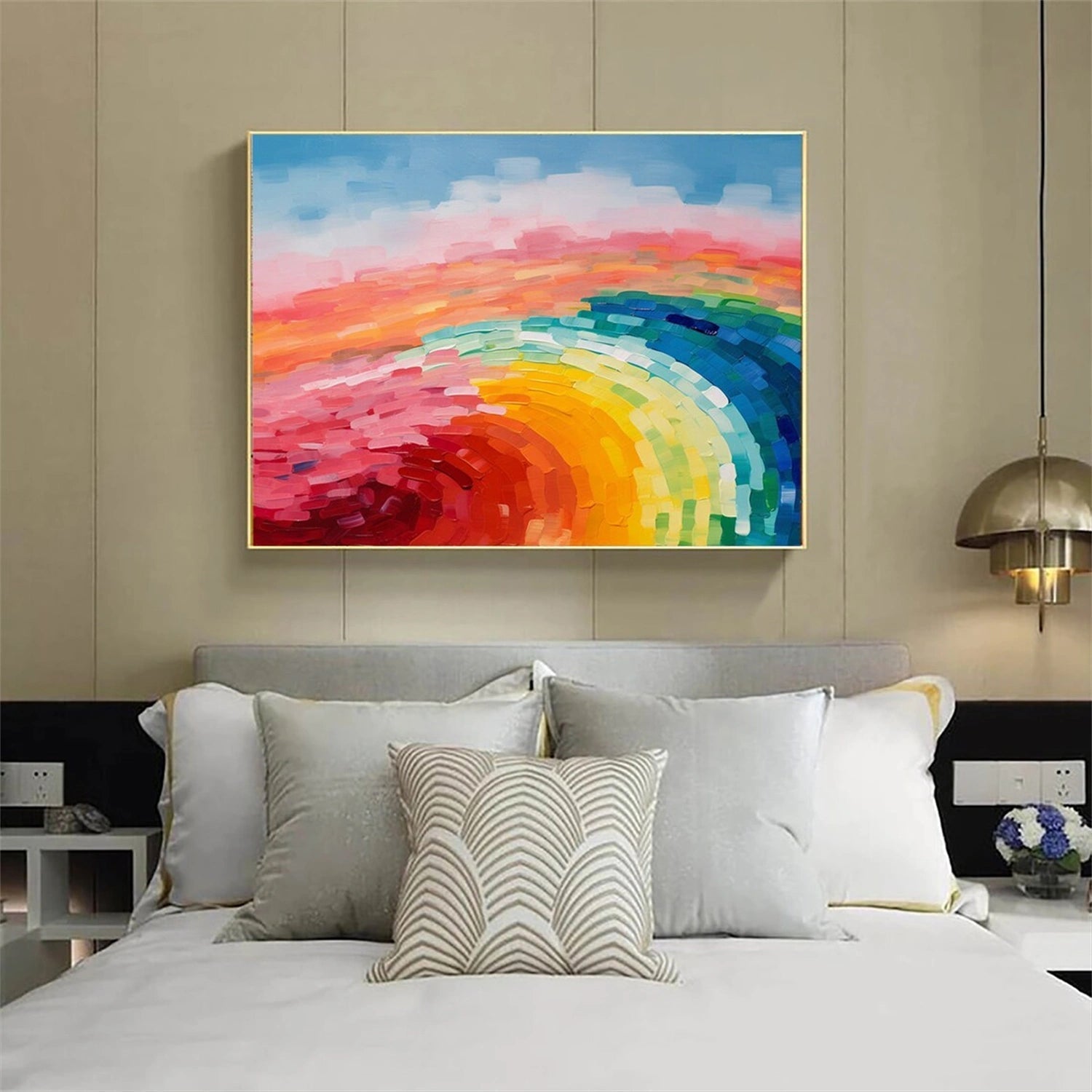 Rainbow Abstract Art | Hand-Painted Oil Painting #TB 098