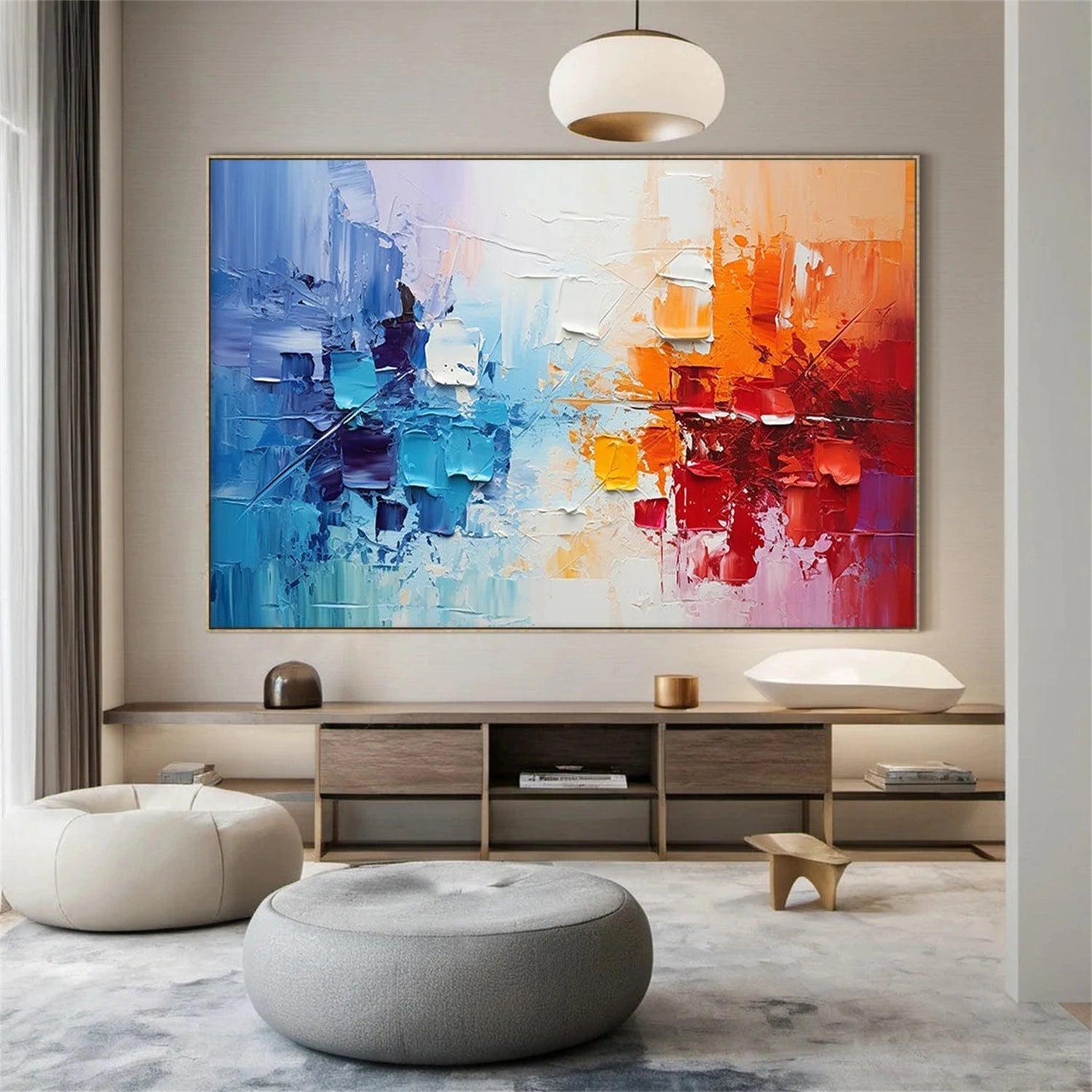 Large Textured Abstract Art | Cool to Warm Palette #TB 100