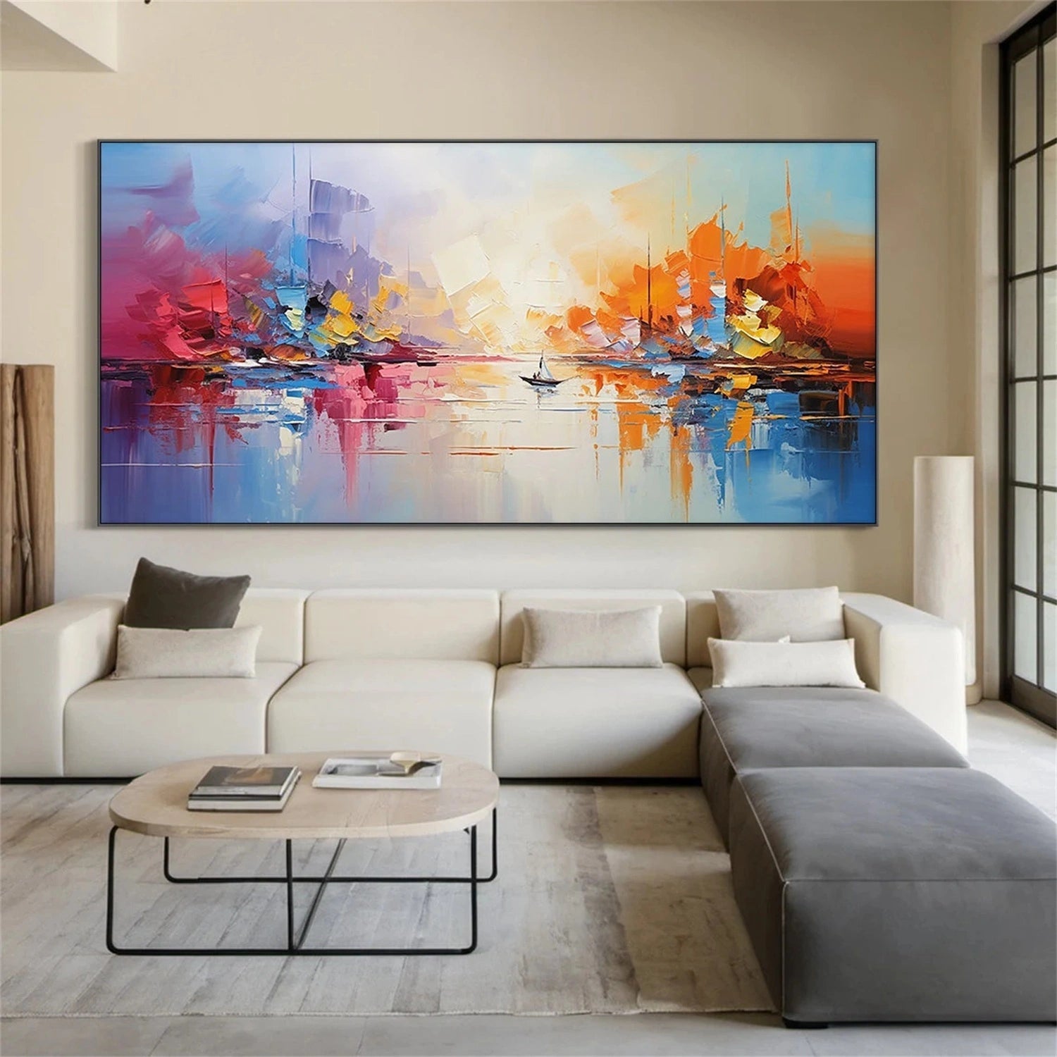 Abstract Cityscape Painting | Colorful Seascape Art #TB 101