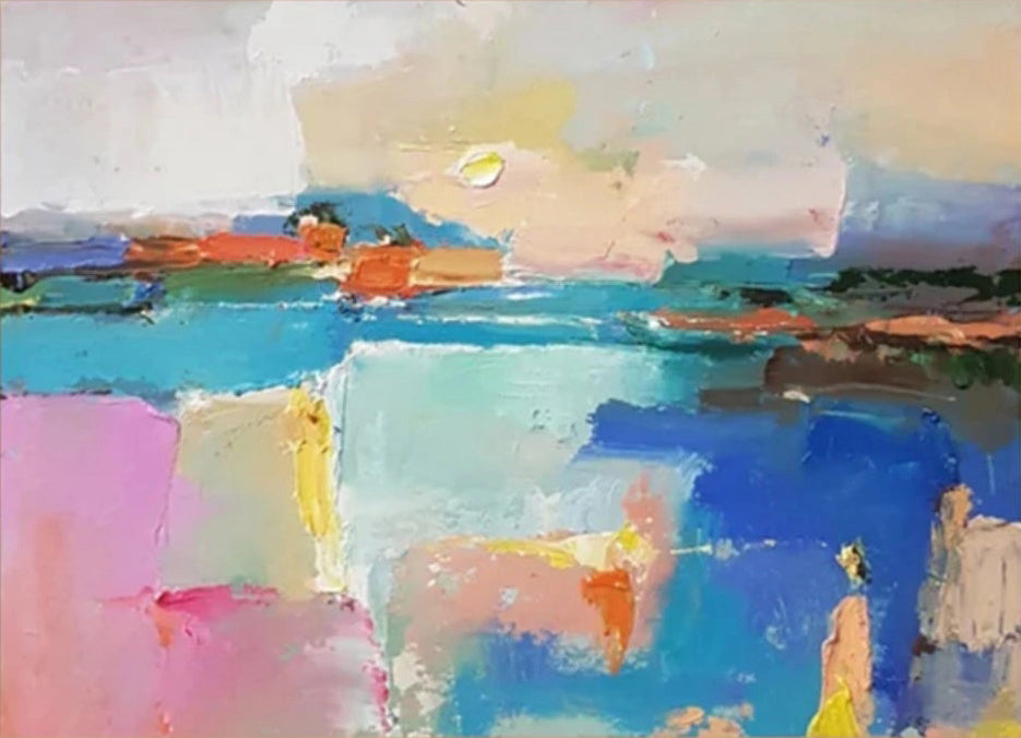 Hand-Painted Abstract Vista | Bright Colorful Art #TB 103