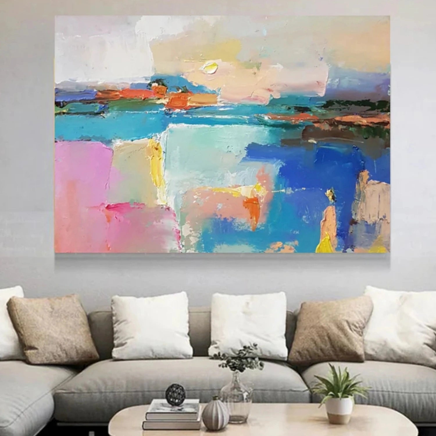 Hand-Painted Abstract Vista | Bright Colorful Art #TB 103