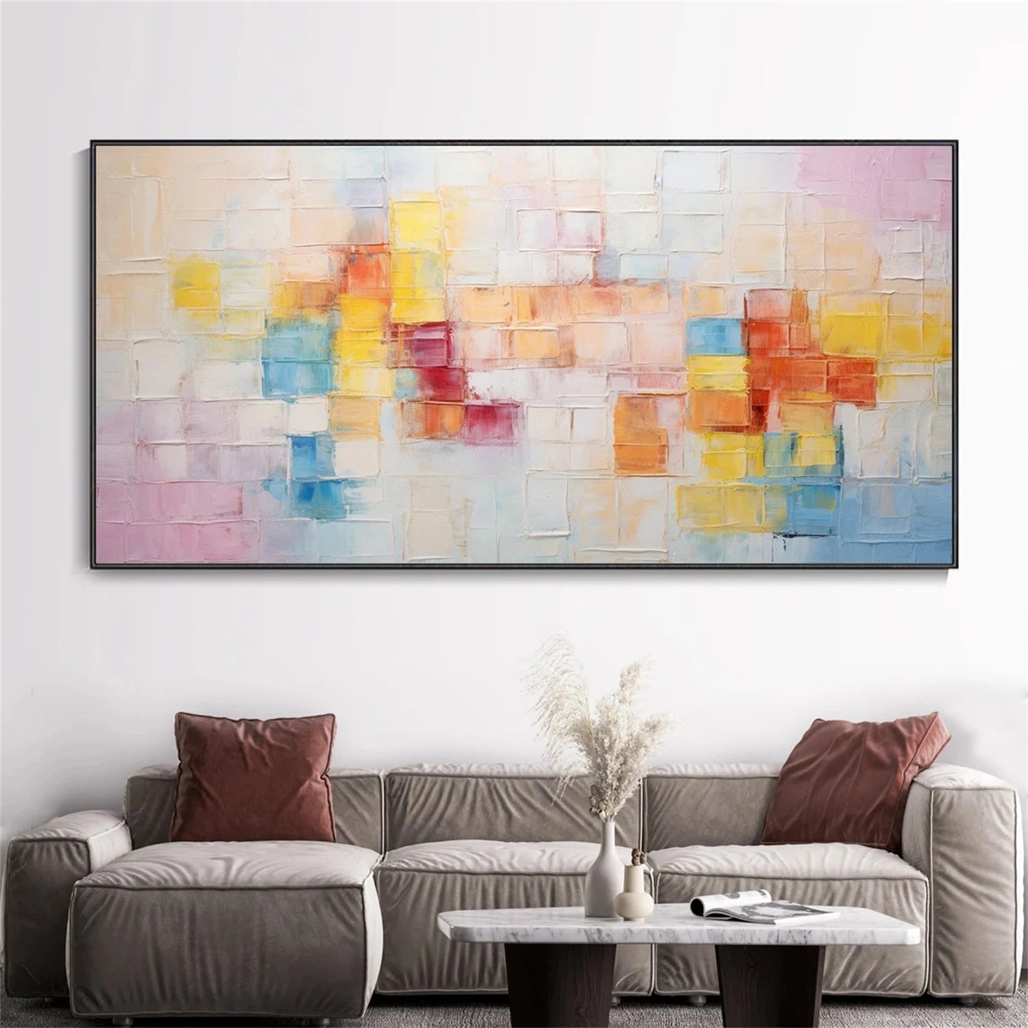 Pastel Geometric Abstract | Modern Oil Painting #TB 104