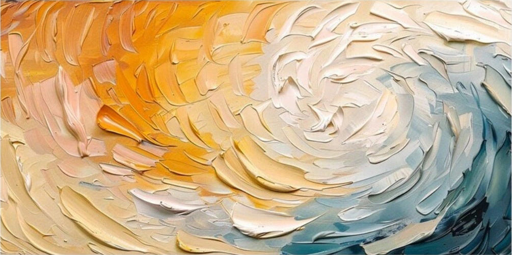 Textured Swirl Abstract Art | Orange & Blue Oil #TB 105