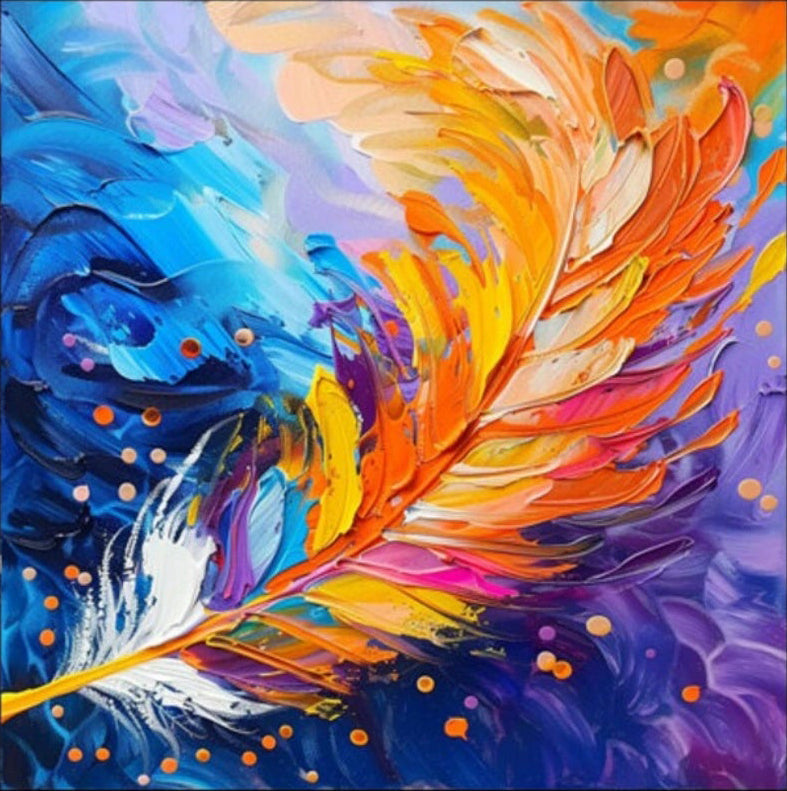 Colorful Feather Abstract Art | Textured Oil Painting #TB 107