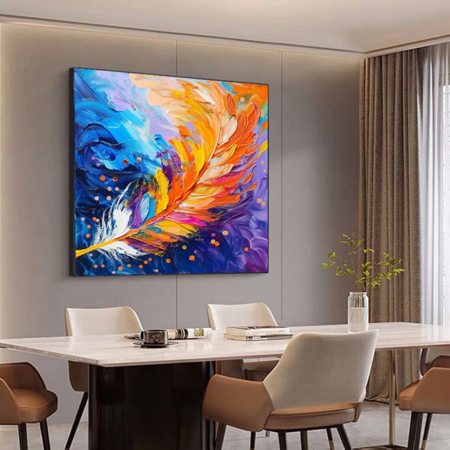 Colorful Feather Abstract Art | Textured Oil Painting #TB 107