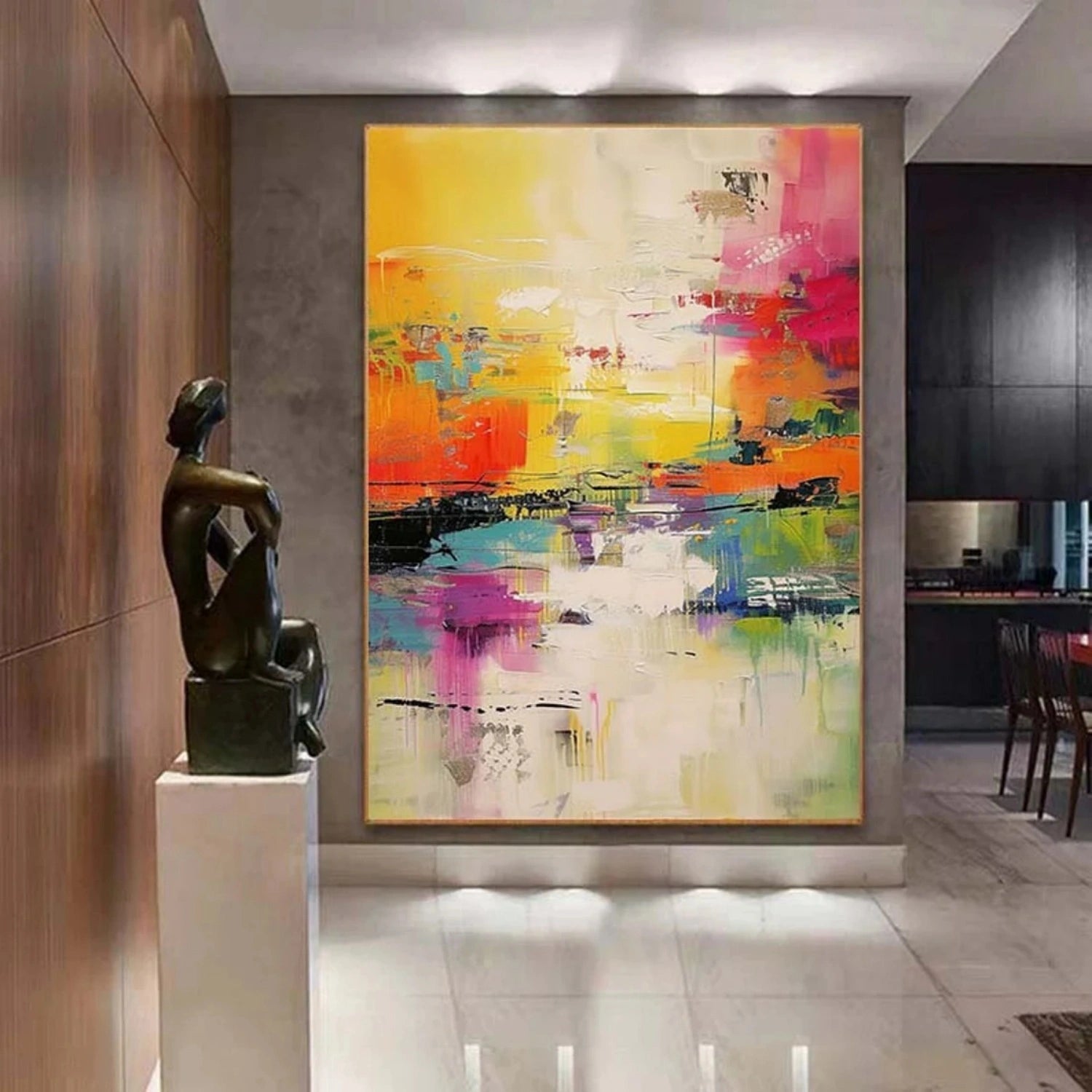 Modern Abstract Art | Blue White Black Gold #TB 108