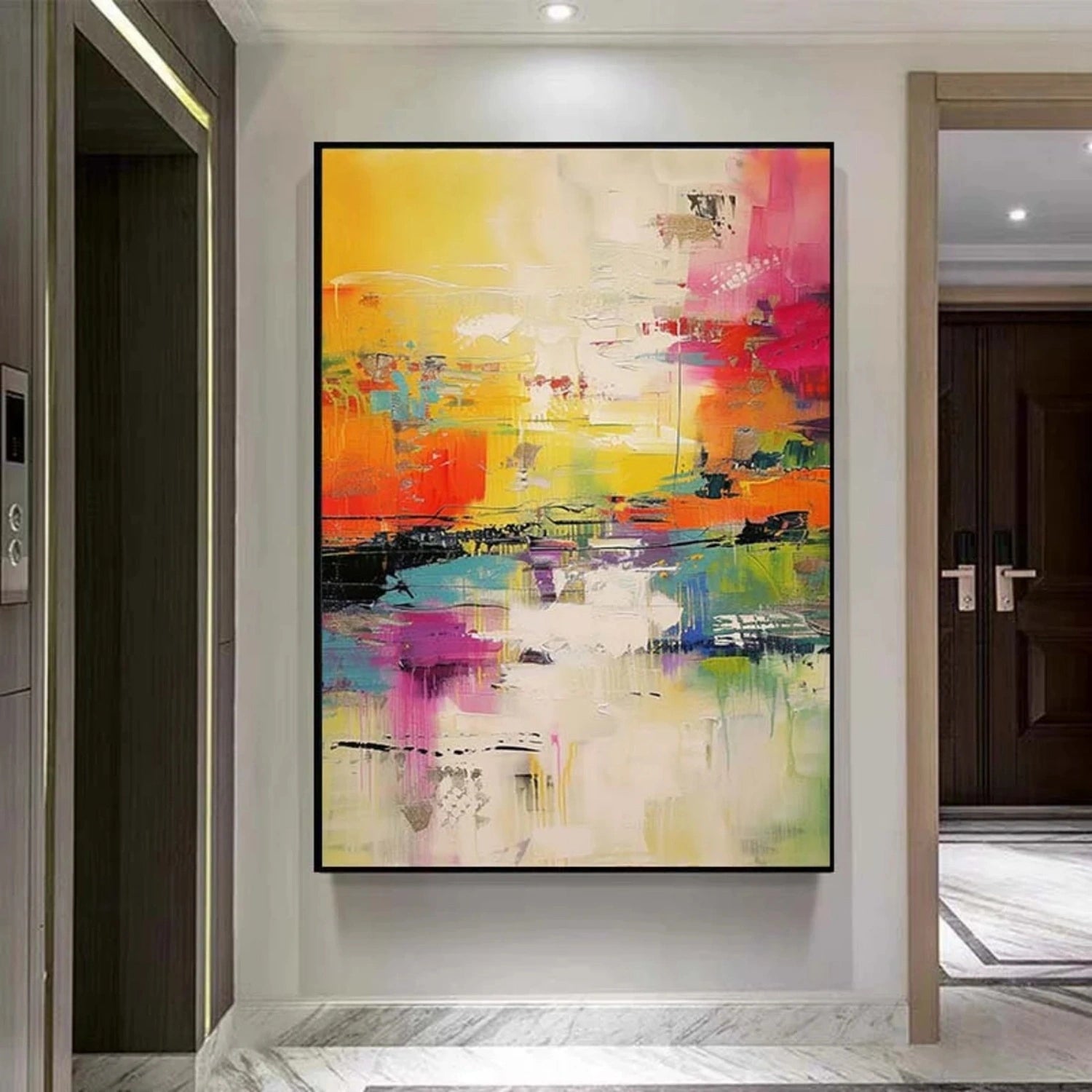 Modern Abstract Art | Blue White Black Gold #TB 108