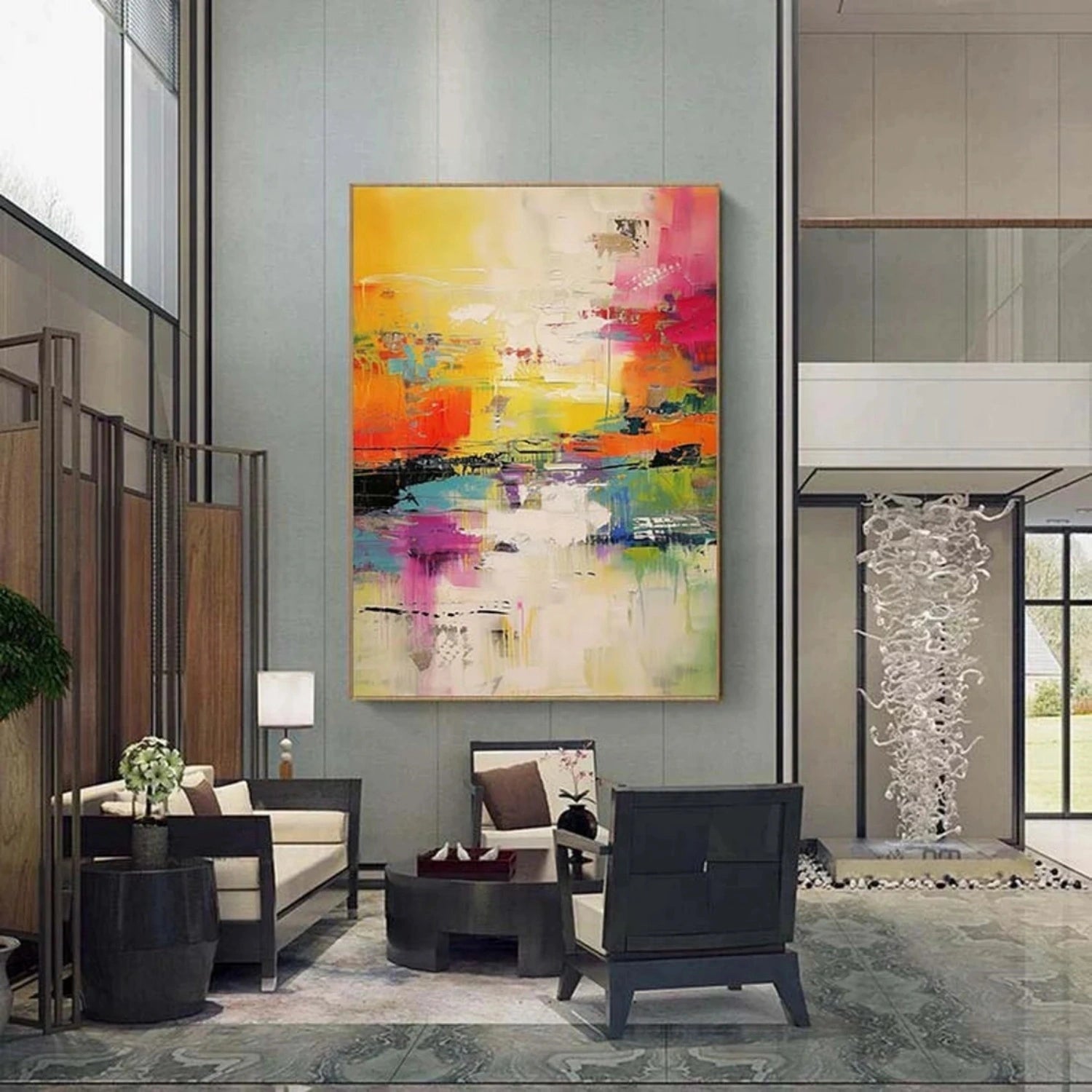 Modern Abstract Art | Blue White Black Gold #TB 108